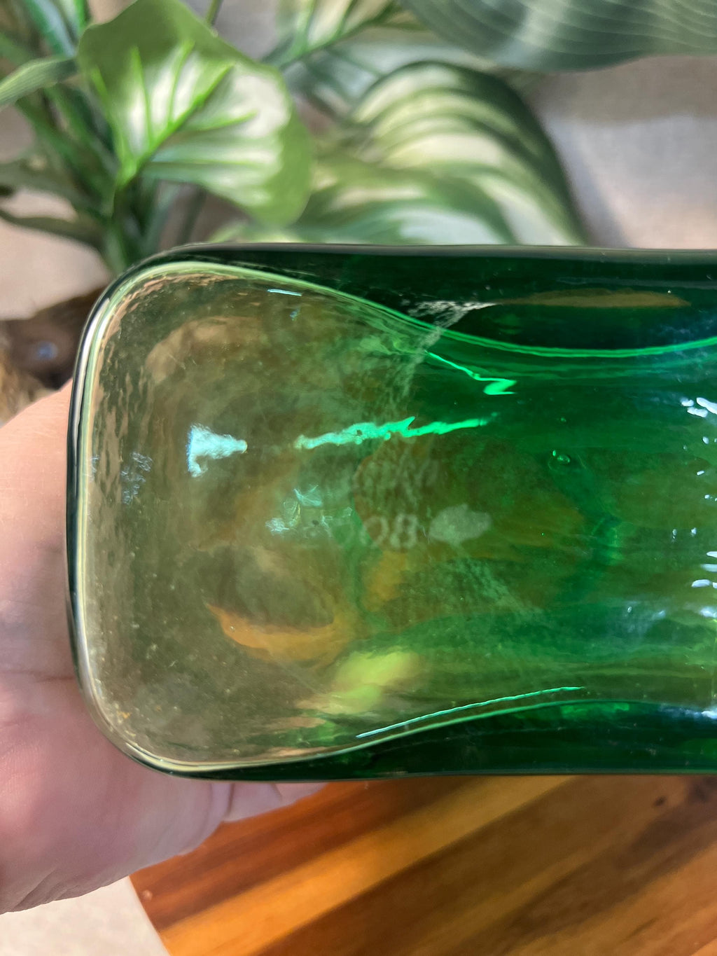 VTG Blenko Art Glass 384 Double Spouted Water Bottle Pitcher light Green