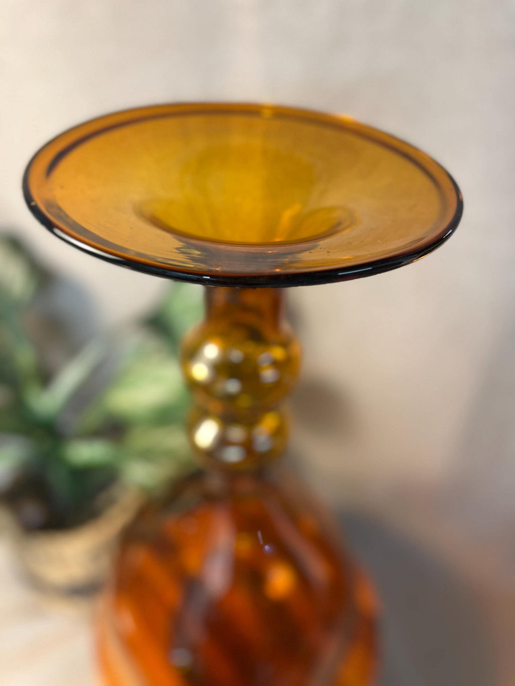 Vintage Mid-Century Modern Marakesh amber glass vase Tall