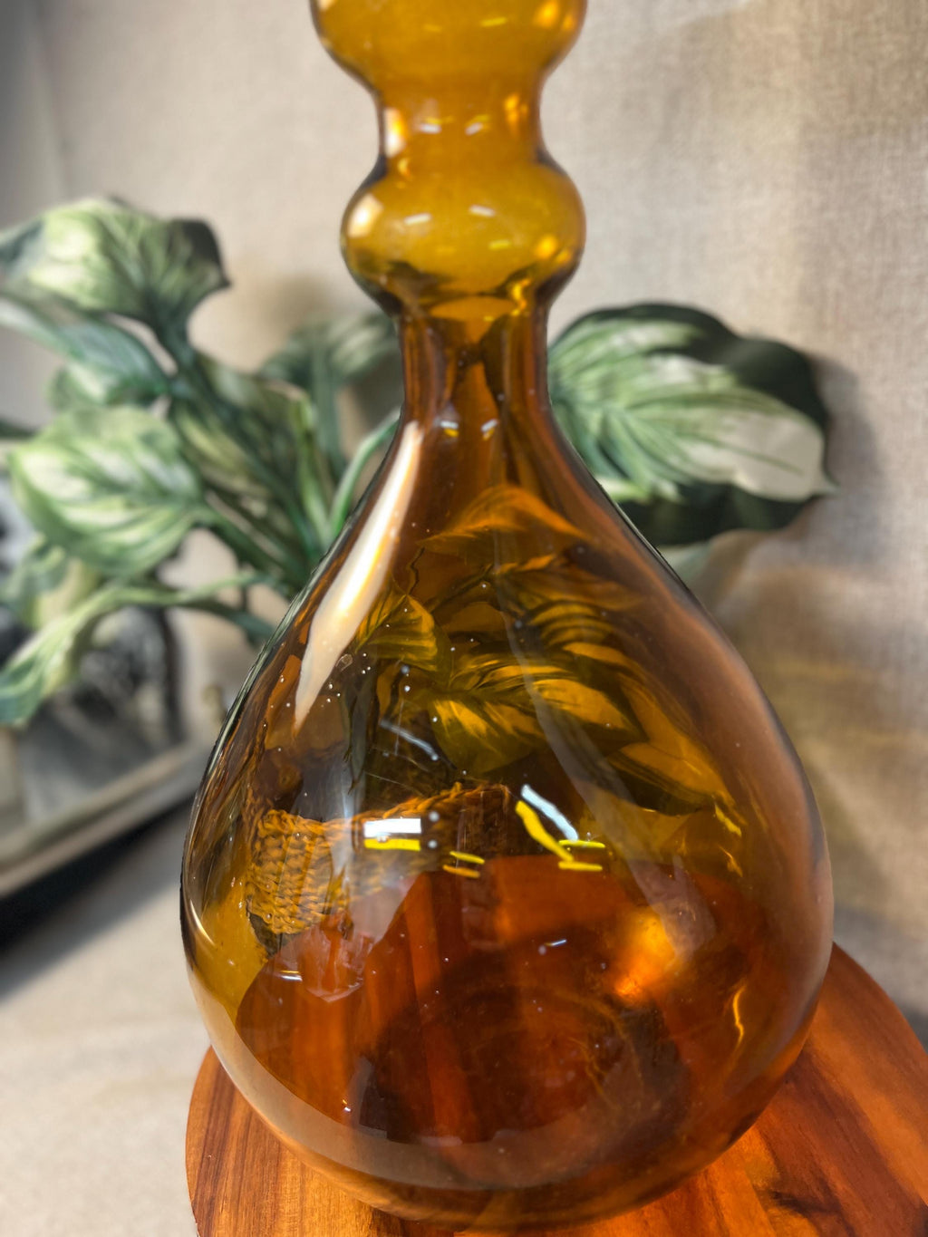 Vintage Mid-Century Modern Marakesh amber glass vase Tall