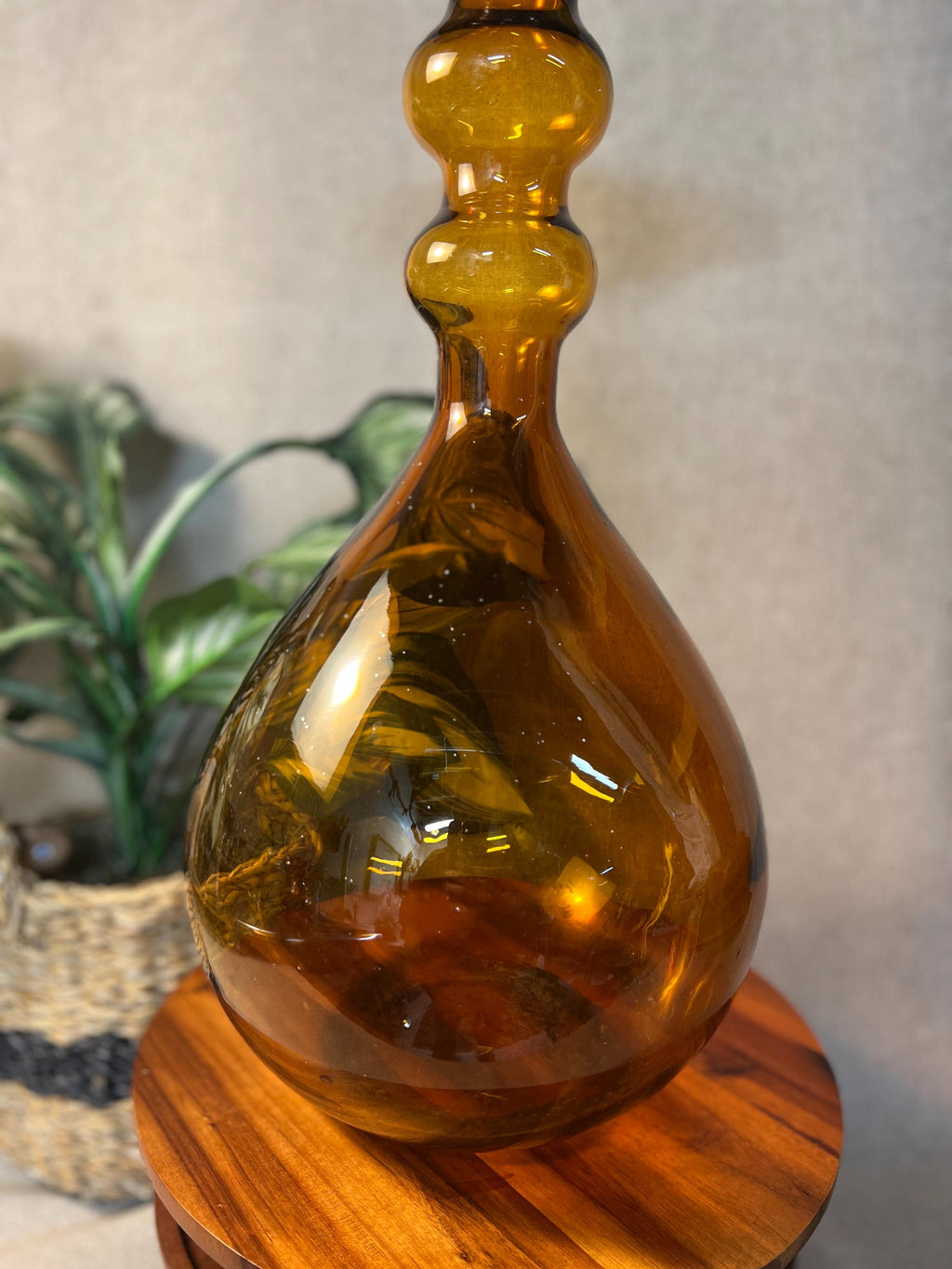 Vintage Mid-Century Modern Marakesh amber glass vase Tall