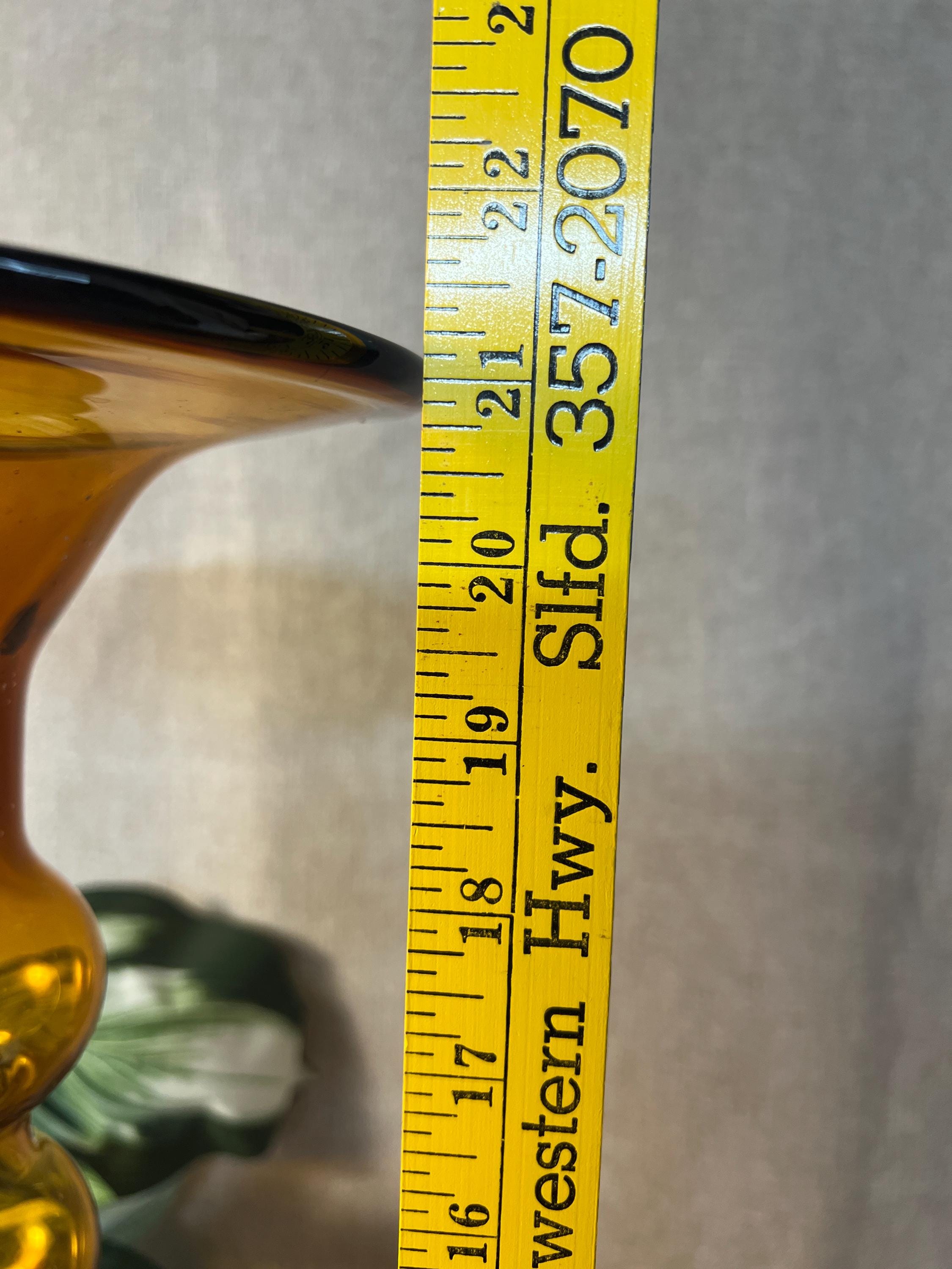 Vintage Mid-Century Modern Marakesh amber glass vase Tall