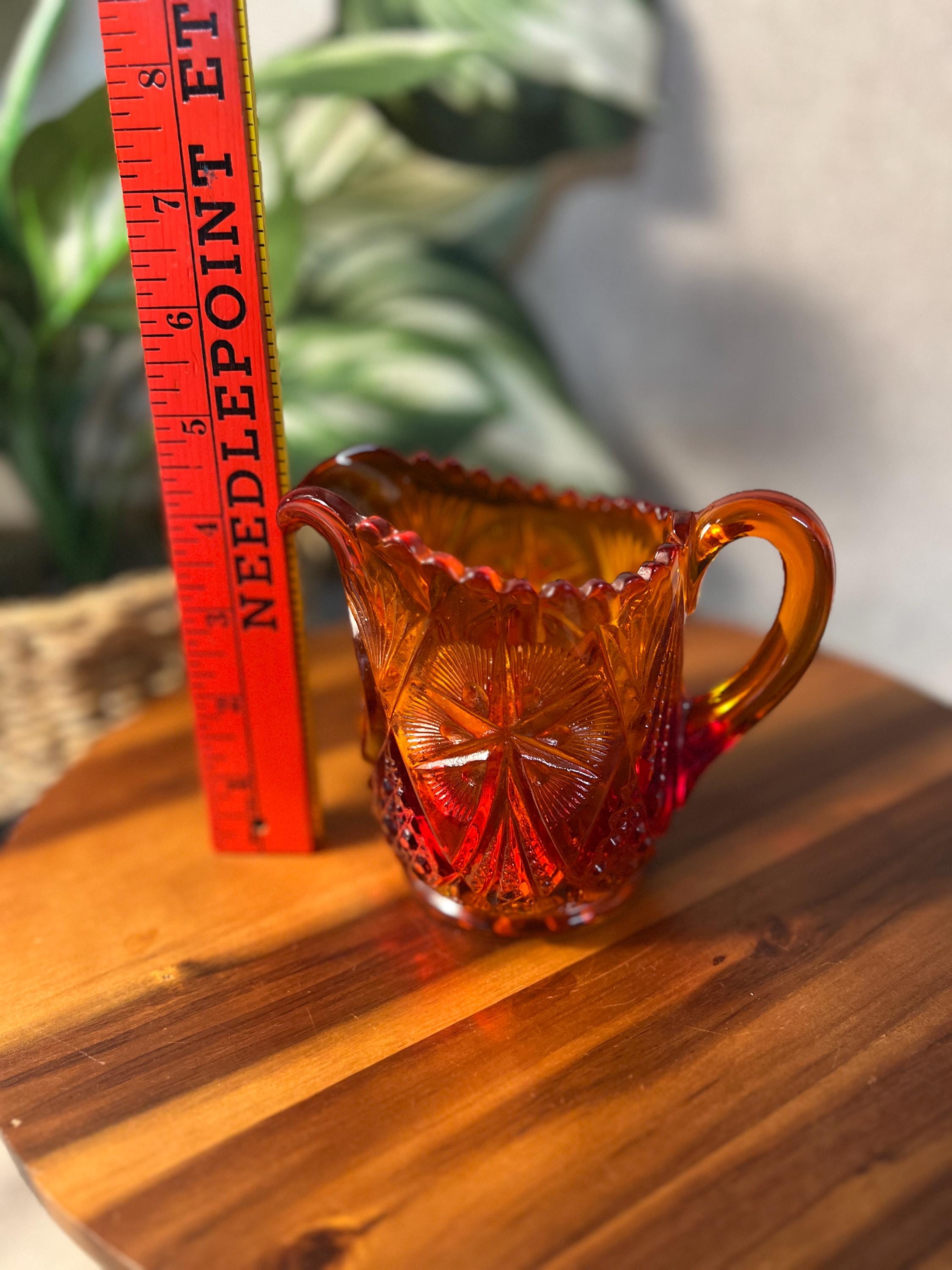 Amberina Pressed Glass Creamer Red Gold Hobstar Pattern