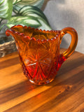 Amberina Pressed Glass Creamer Red Gold Hobstar Pattern