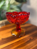 Kemple Glass SEXTEC Amberina Compote Open Jam Jelly Candy Dish Sunburst
