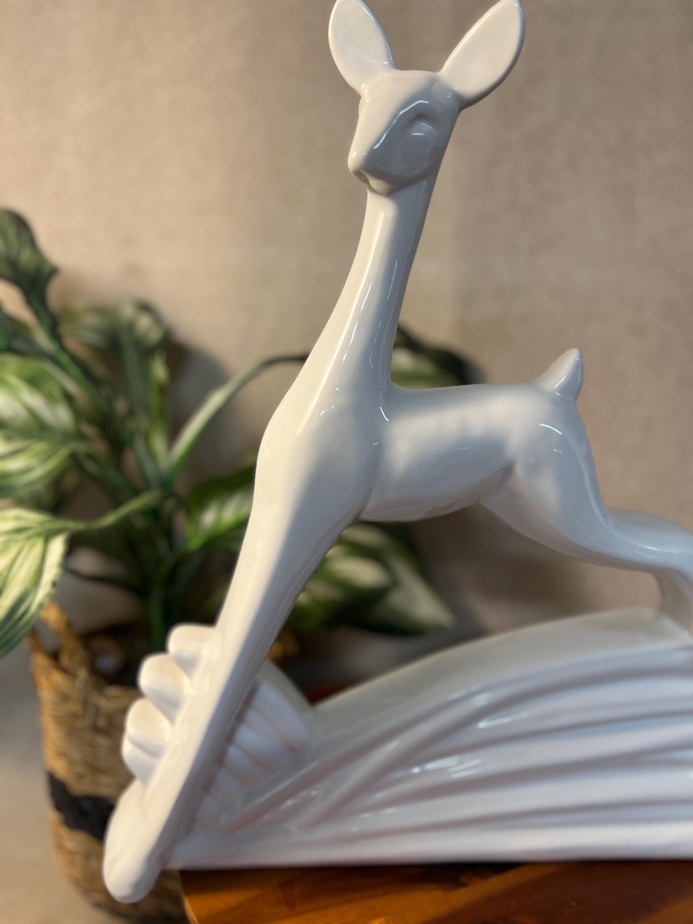 Vtg HAEGER XL 19" White DEER Figurine No. 6064