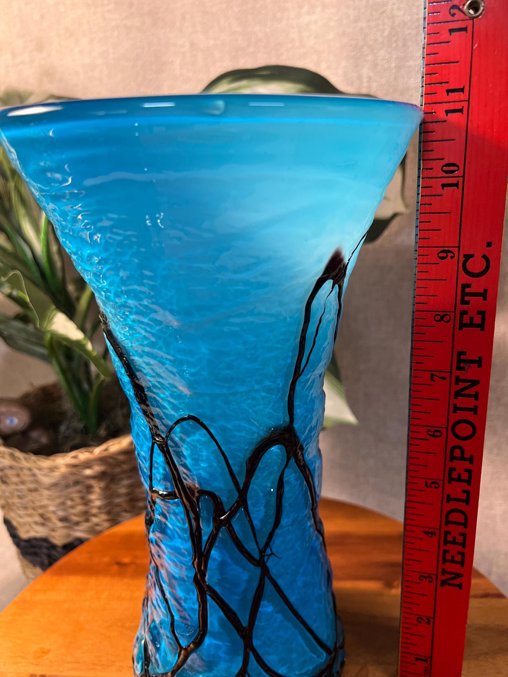 Vintage Light Blue and Cobalt Blue Vase cased glass (Italian Handblown Glass)