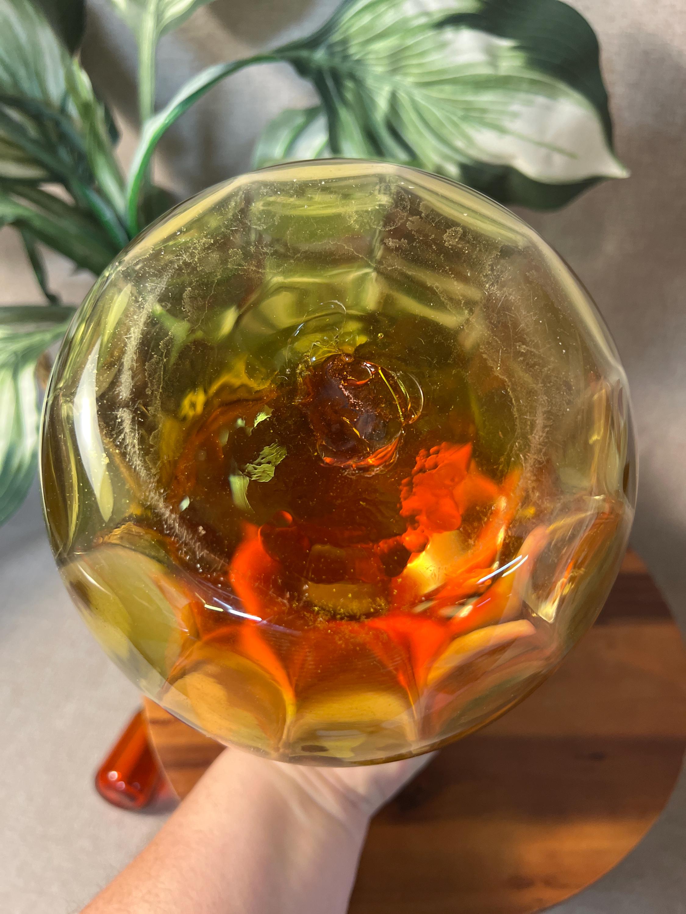 Vintage Blenko 6416 Joel Myers Decanter. 14 tall with stopper and approx 7 at widest section