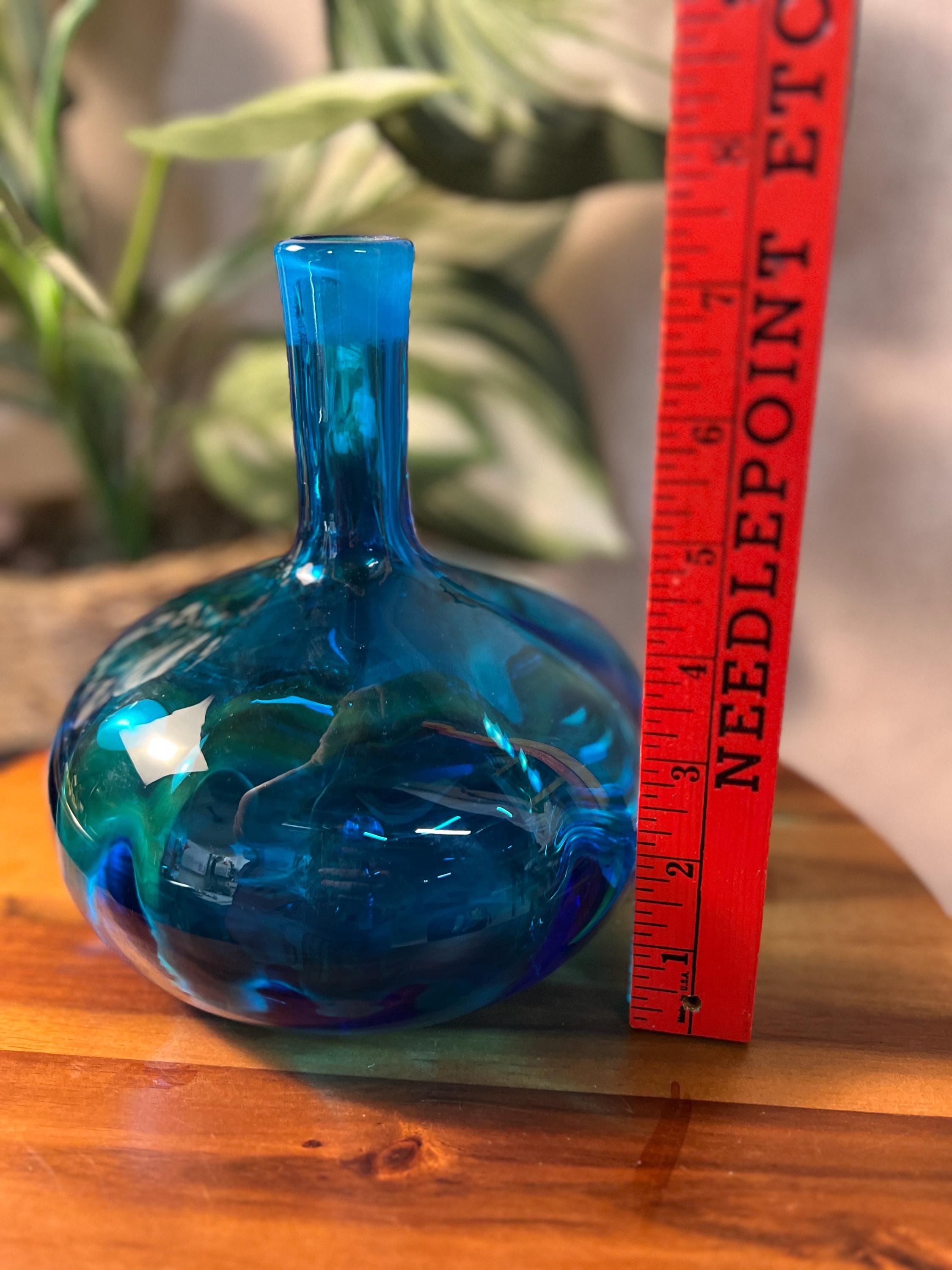 Blenko Glass 6530s Blue Decanter No Stopper orb not included Joel Myers