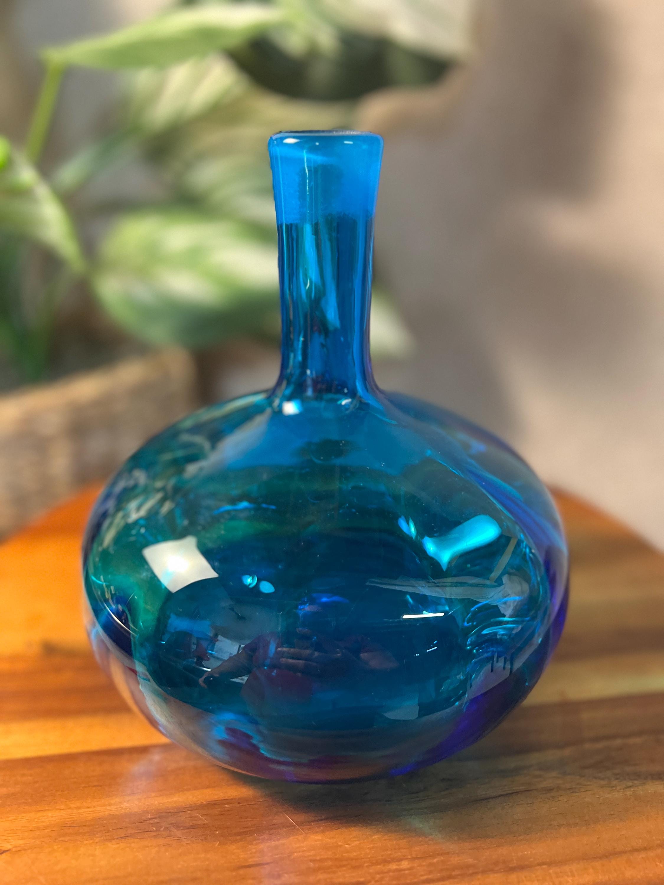 Blenko Glass 6530s Blue Decanter No Stopper orb not included Joel Myers