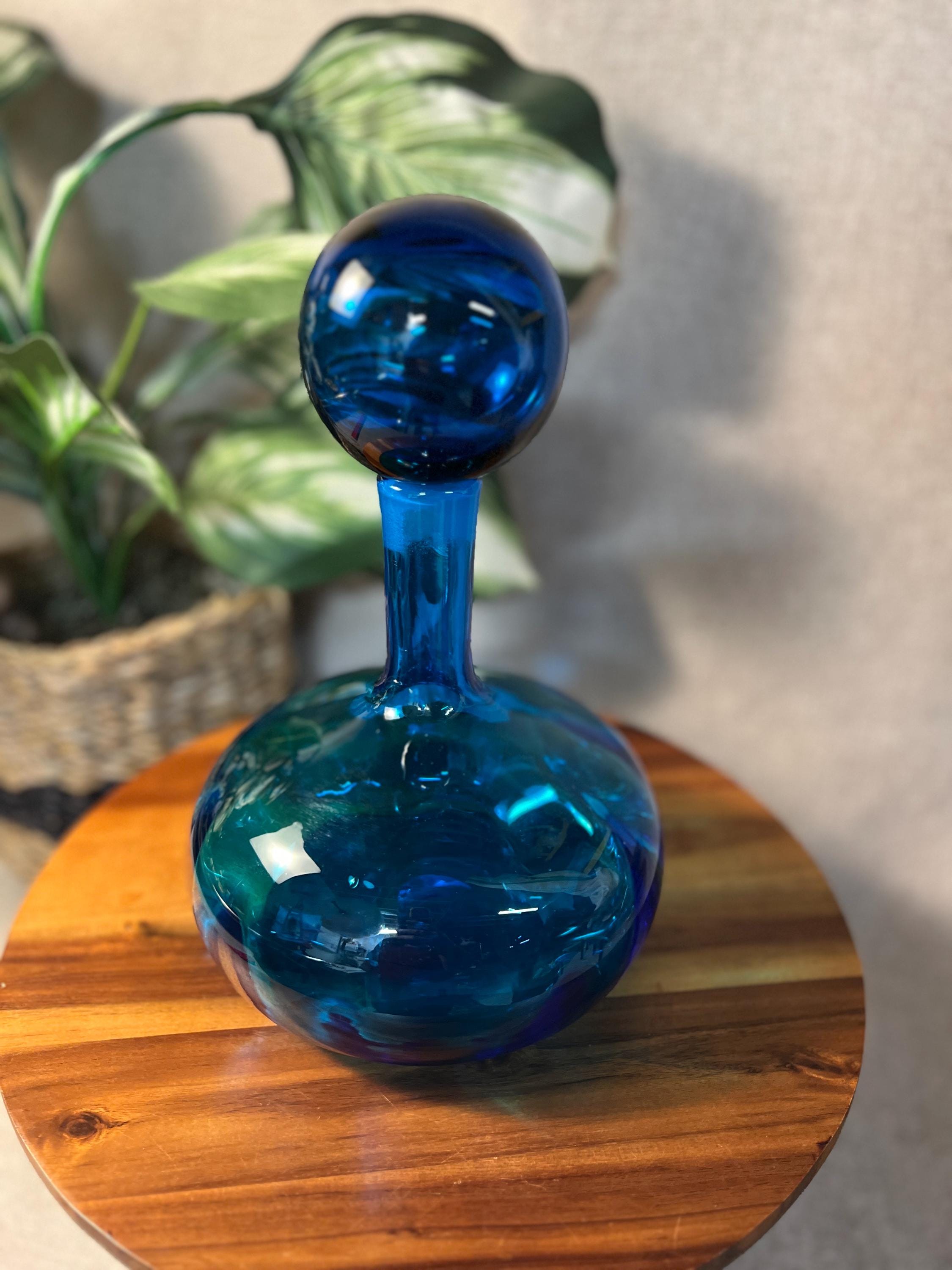 Blenko Glass 6530s Blue Decanter No Stopper orb not included Joel Myers