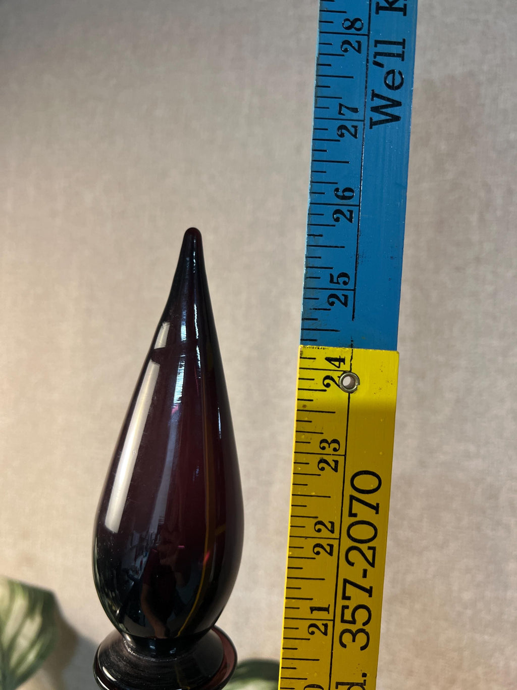 MCM 26 Tall Empoli Purple Amethyst Glass Bottle Decanter Vintage 1960s Top glued on