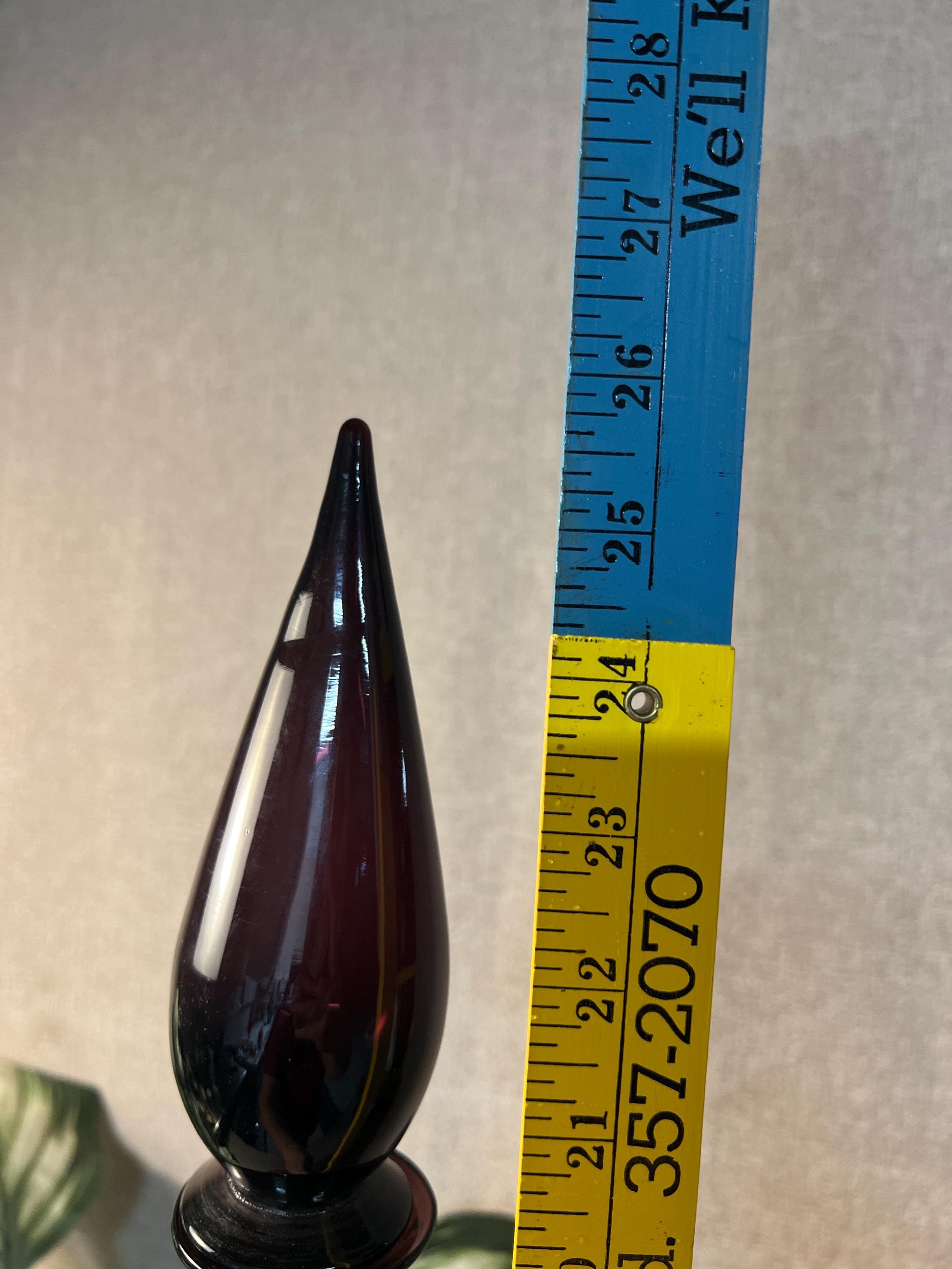 MCM 26 Tall Empoli Purple Amethyst Glass Bottle Decanter Vintage 1960s Top glued on