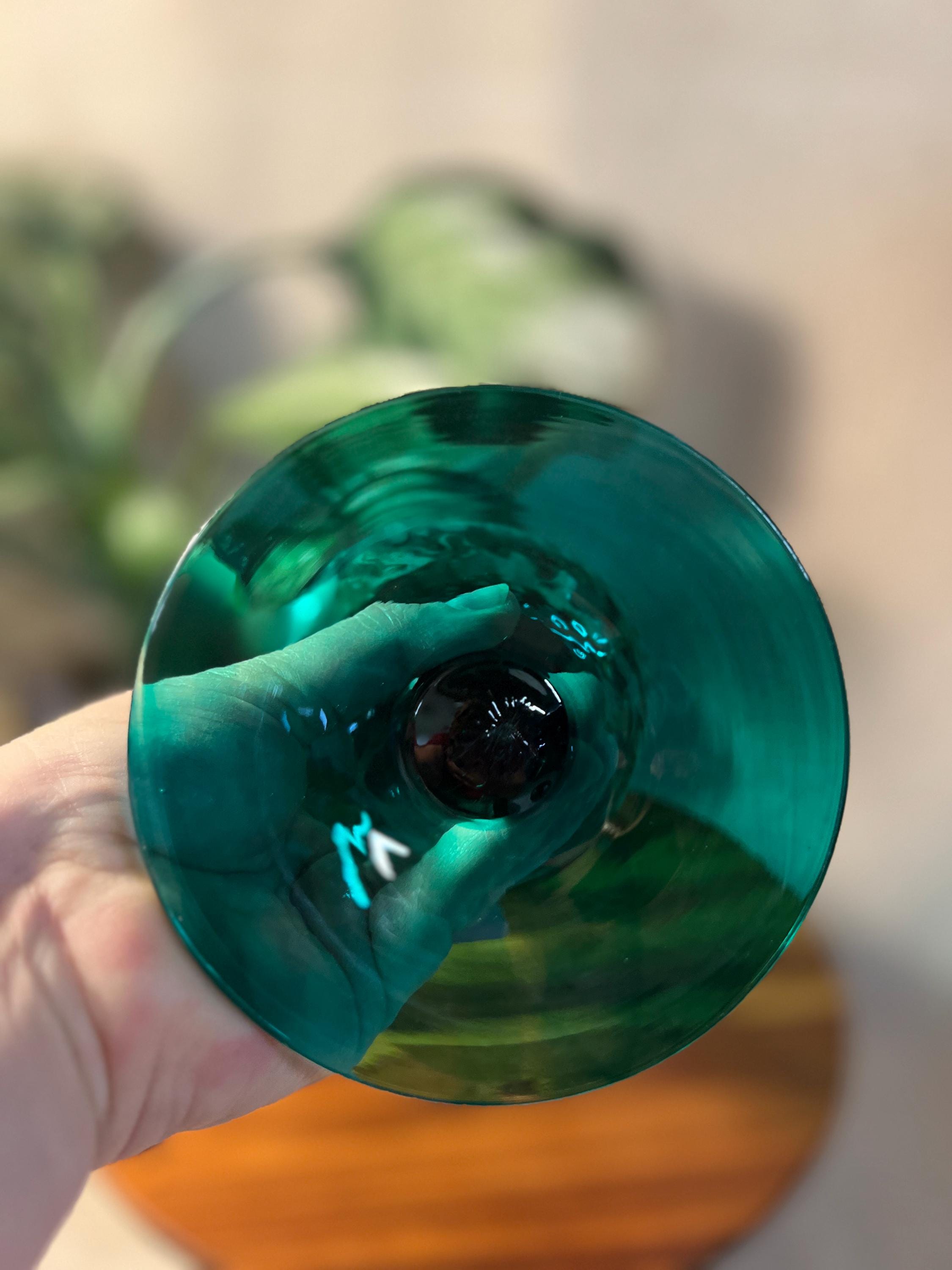 Empoli Emerald Green Tall Vase Hand Blown Optic Glass MCM 11