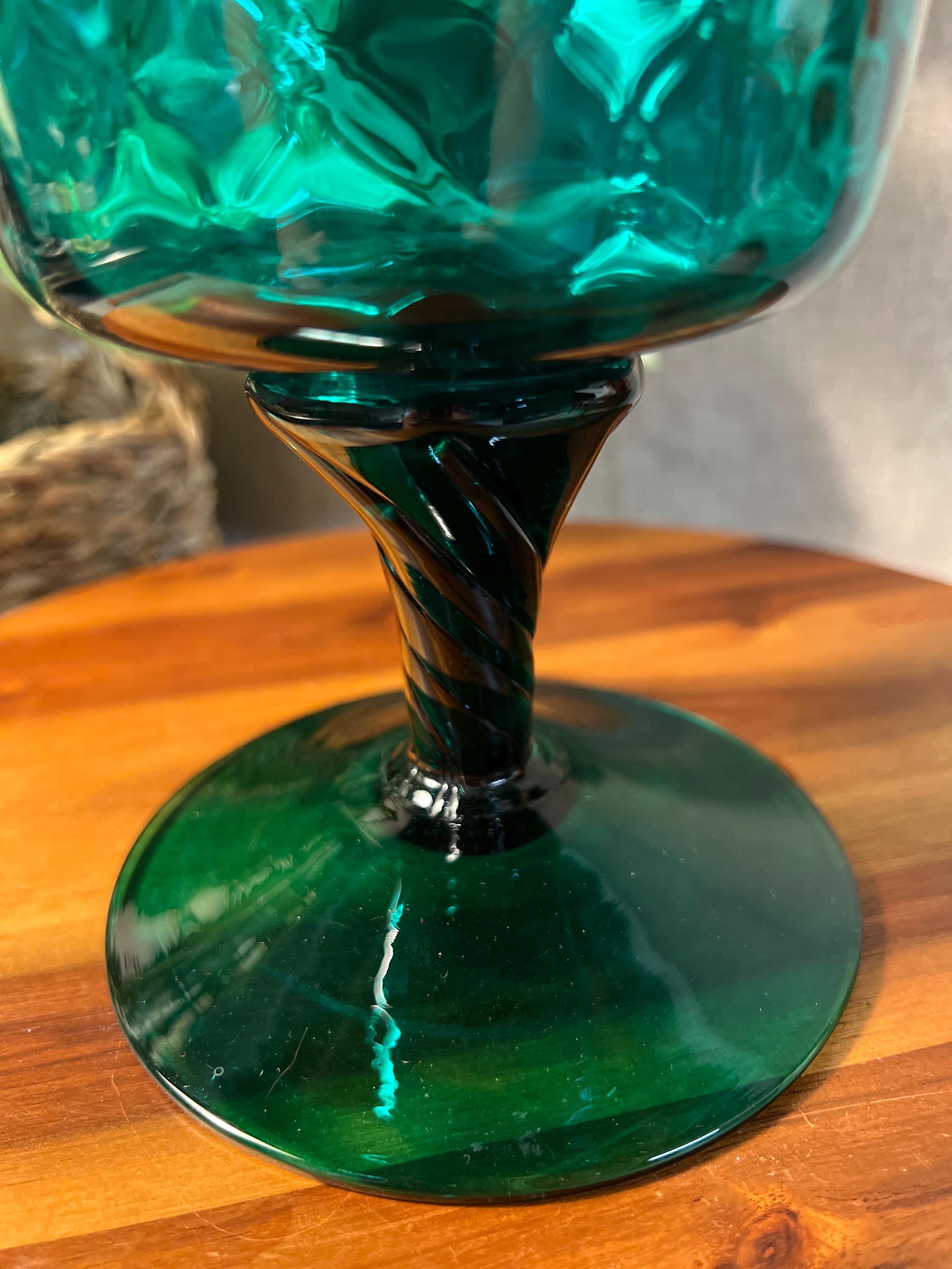 Empoli Emerald Green Tall Vase Hand Blown Optic Glass MCM 11