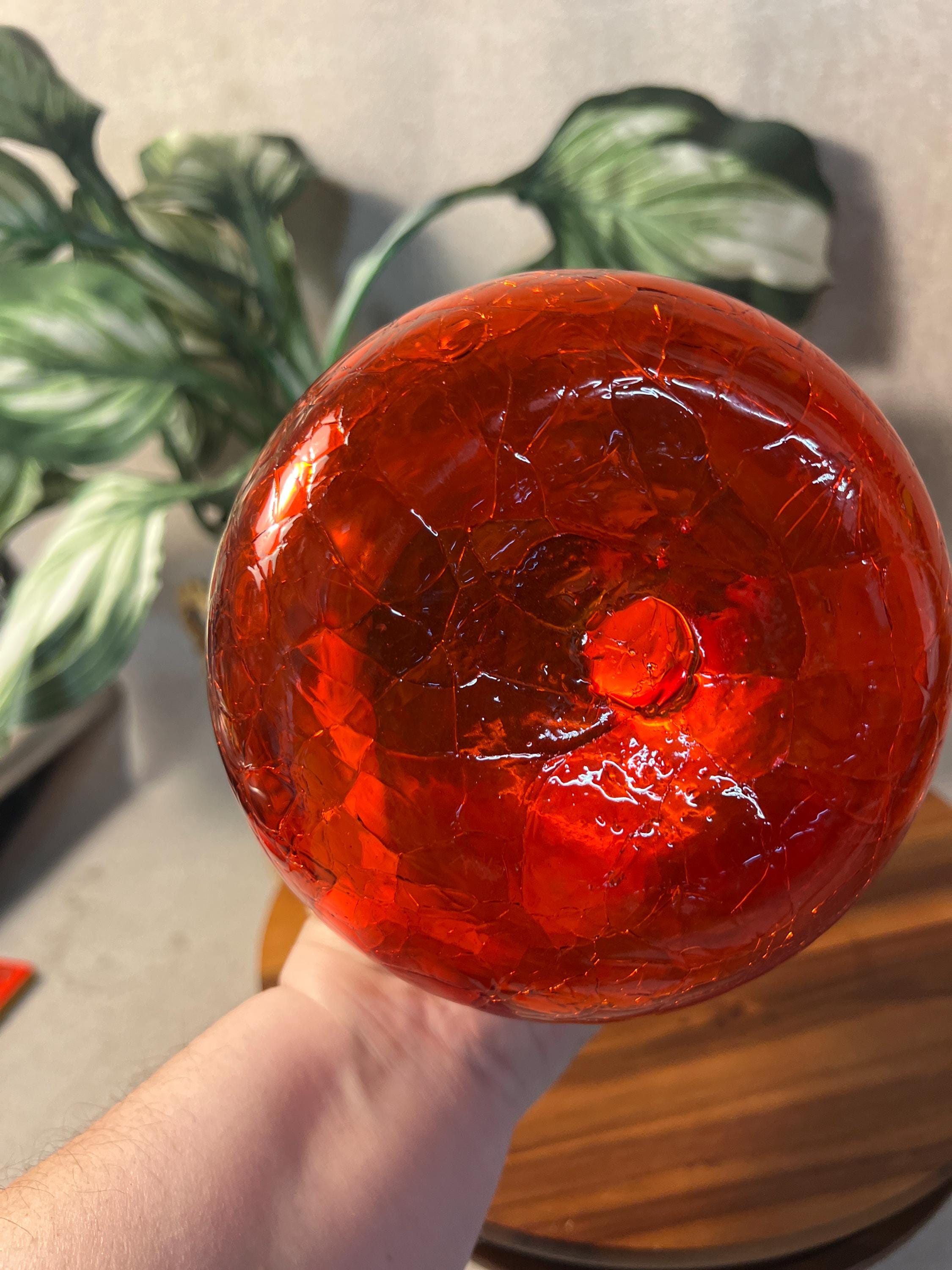 Vintage MCM Blenko Glass 637M Pitcher In Amberina Crackle Stunning