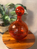 Blenko 636L In Tangerine Crackle 12 no original stopper, but throwing in a BLENKO orb and red pictured