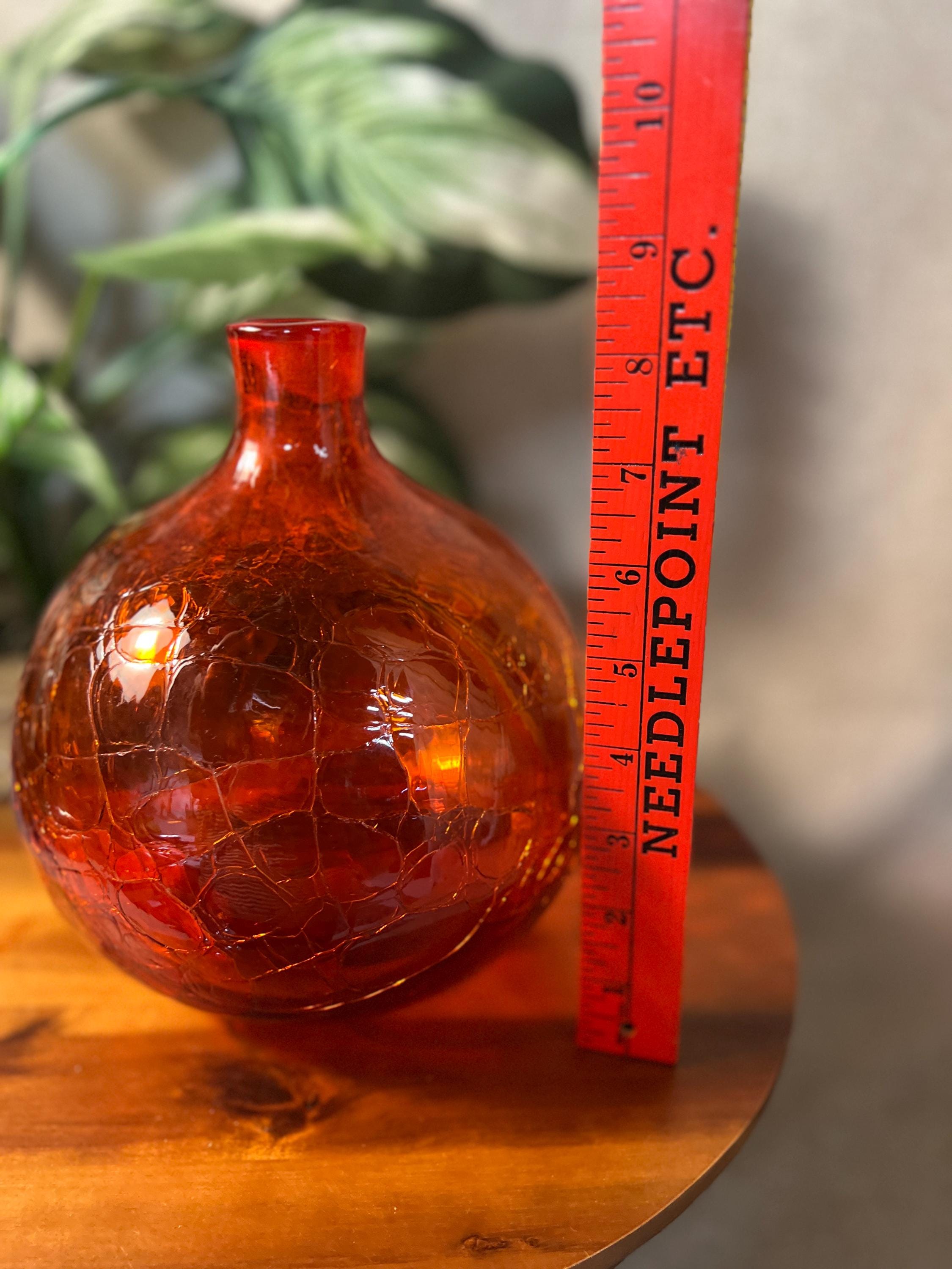 Blenko 636L In Tangerine Crackle 12 no original stopper, but throwing in a BLENKO orb and red pictured