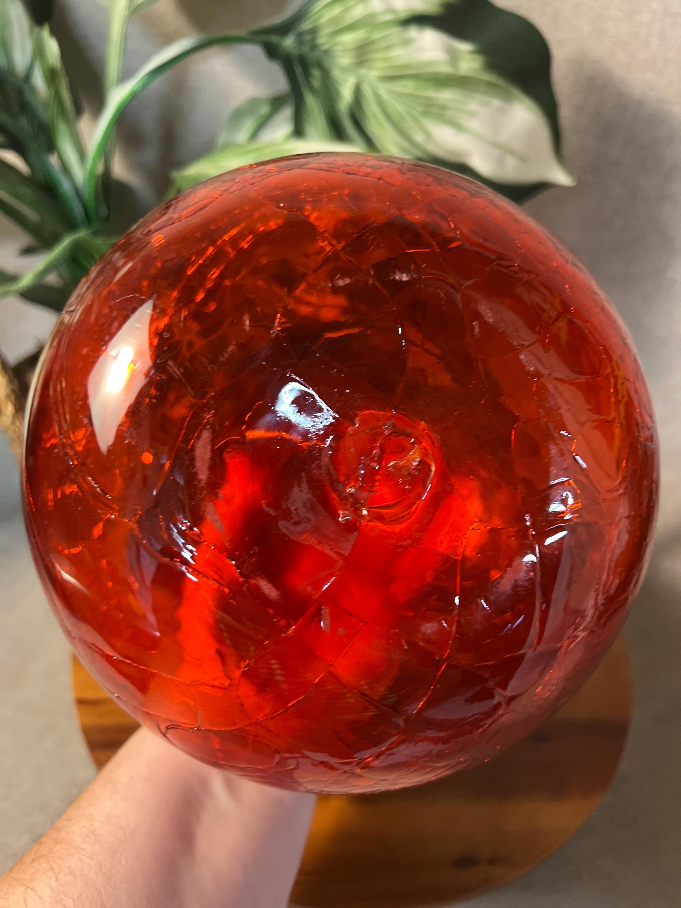 Blenko 636L In Tangerine Crackle 12 no original stopper, but throwing in a BLENKO orb and red pictured