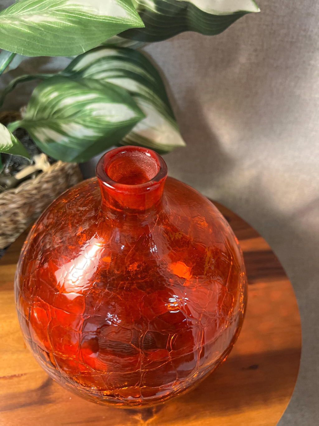 Blenko 636L In Tangerine Crackle 12 no original stopper, but throwing in a BLENKO orb and red pictured