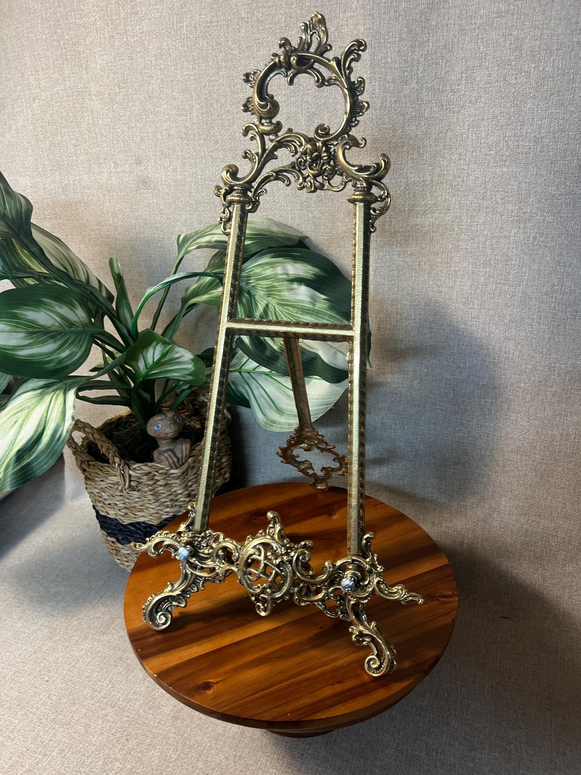 Mid Century Rococo Style 9 Brass Ornate Easel Display