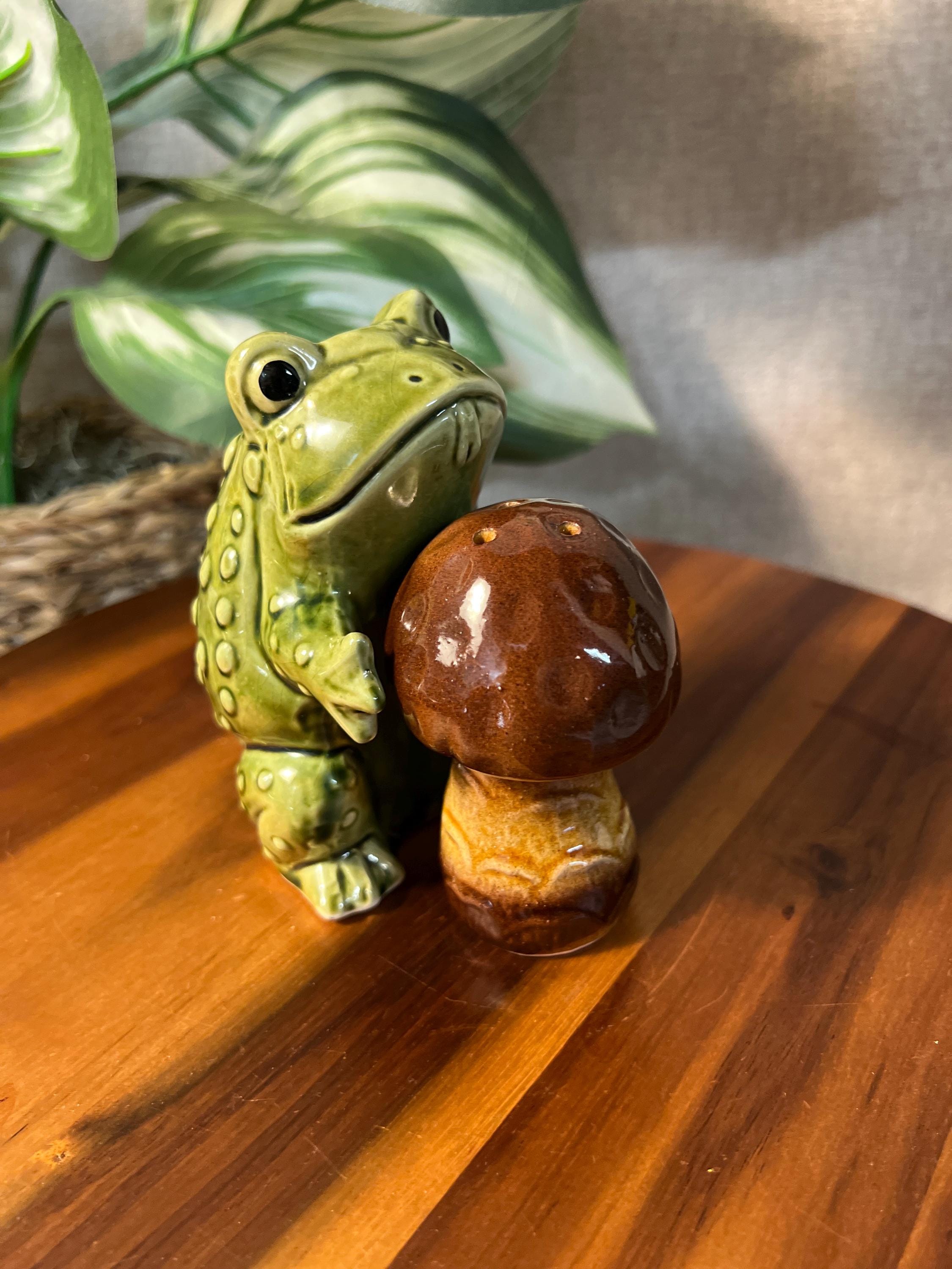 Vintage Frog and Mushroom Salt & Pepper Japan 1970's