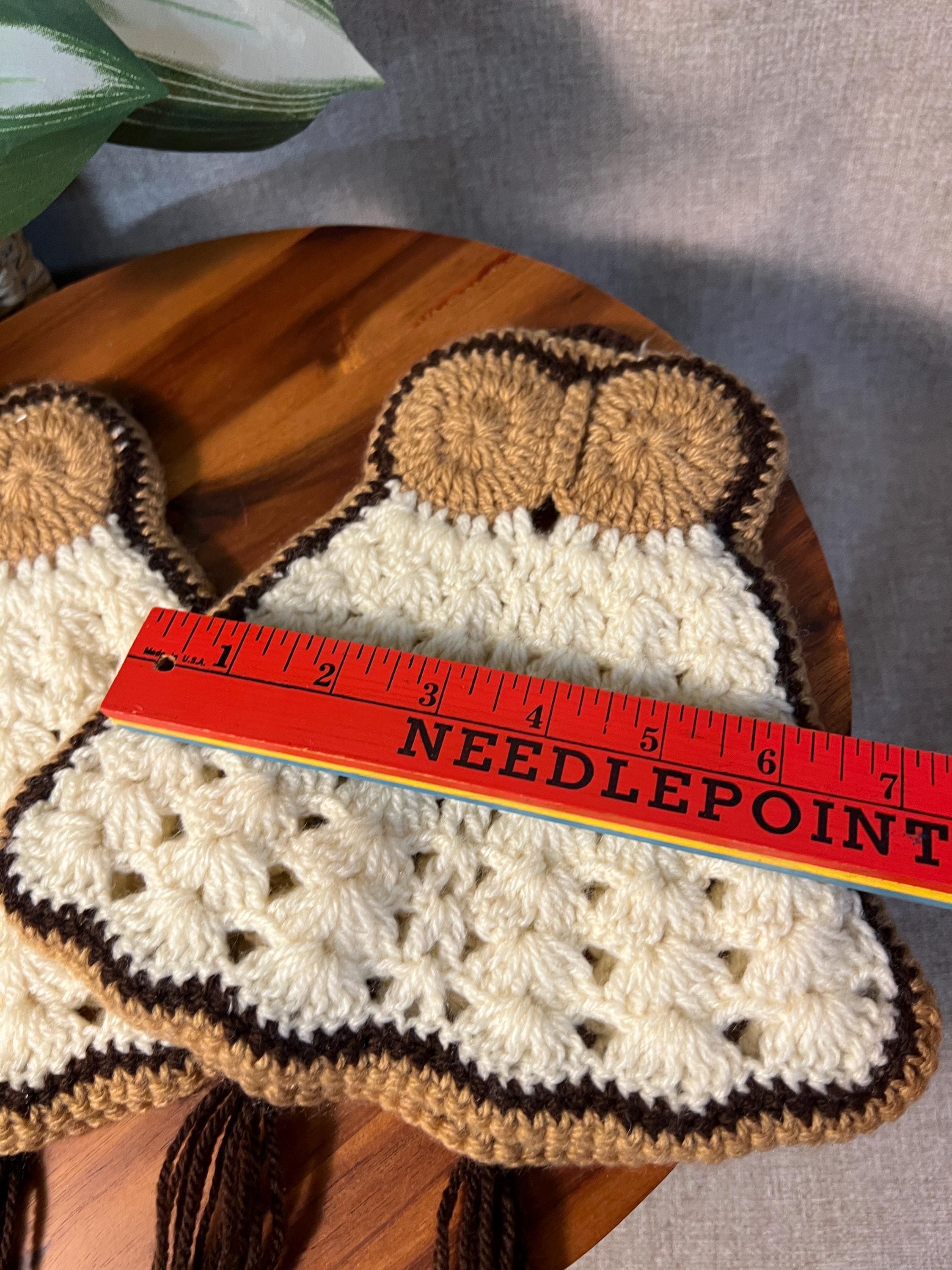 Handmade Crochet Owl Pot Holders, Pair — 1970s Kitchen Trivets
