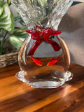 Murano 7" GoldFish Aquarium Bag Art Glass Paperweight w/Red Ribbon
