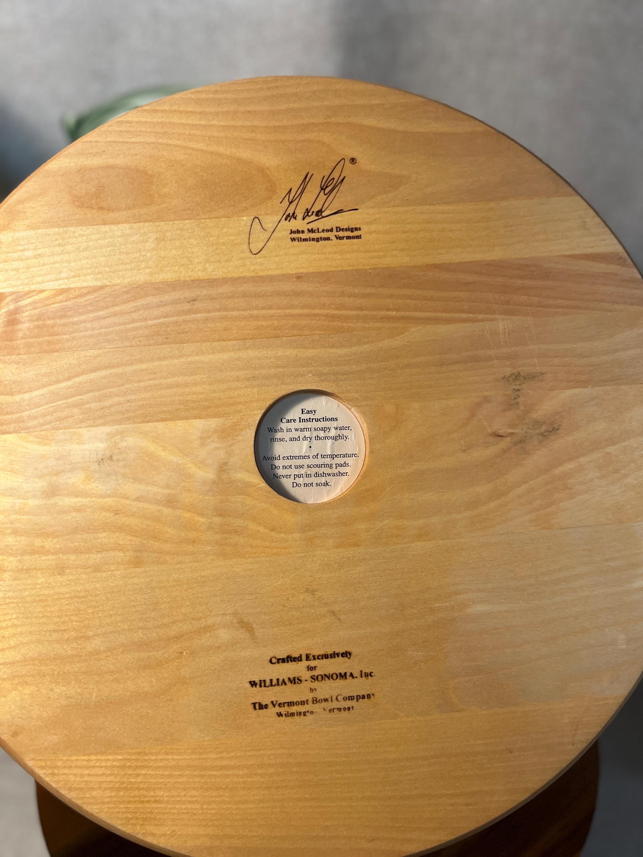 Williams-Sonoma John McLeod Vermont Bowl Company Vermont Birch Serving Piece