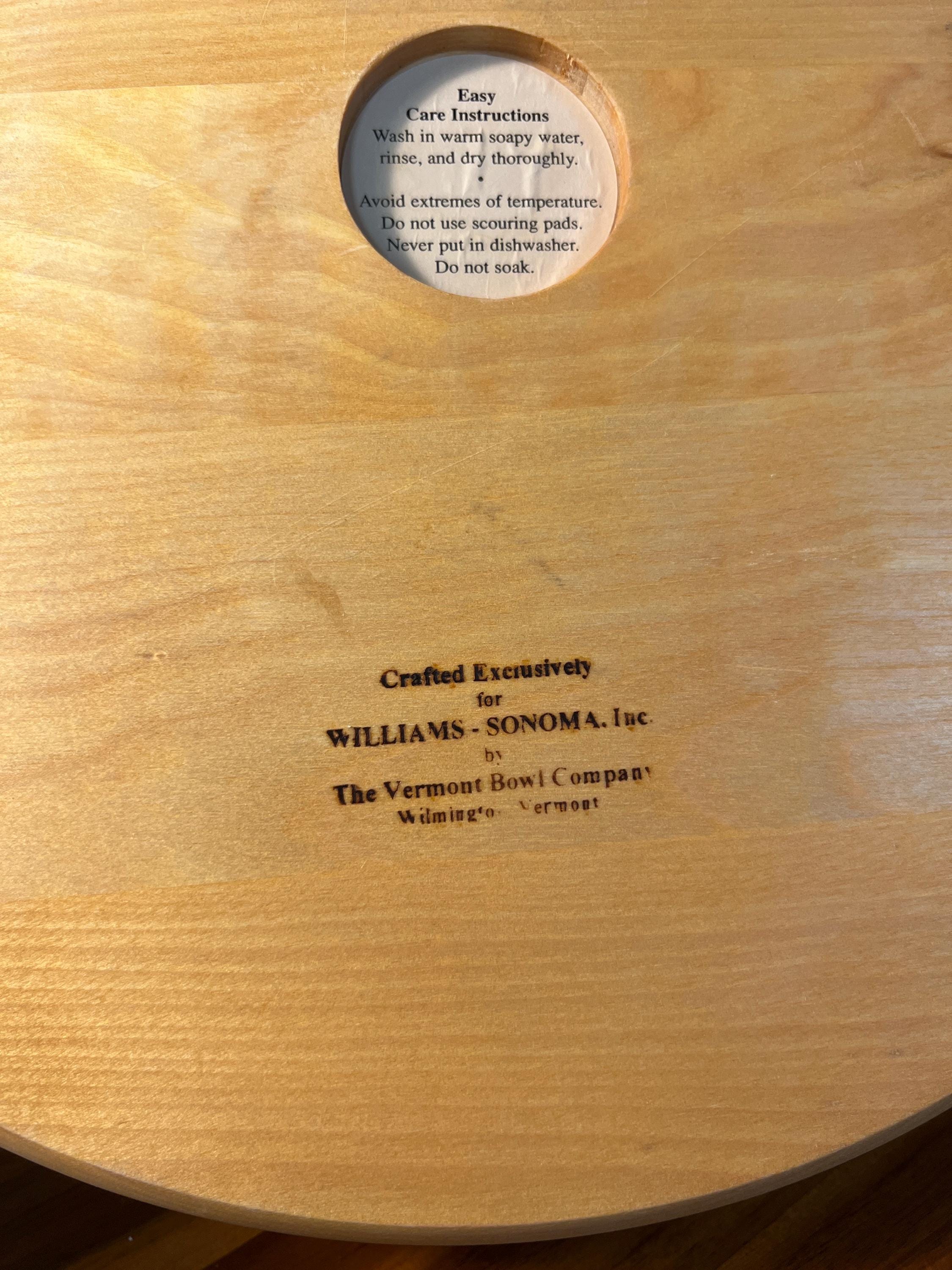Williams-Sonoma John McLeod Vermont Bowl Company Vermont Birch Serving Piece