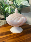 Vintage Pink CAMBRIDGE GLASS Seashell Crown Tuscan, Covered Candy Box