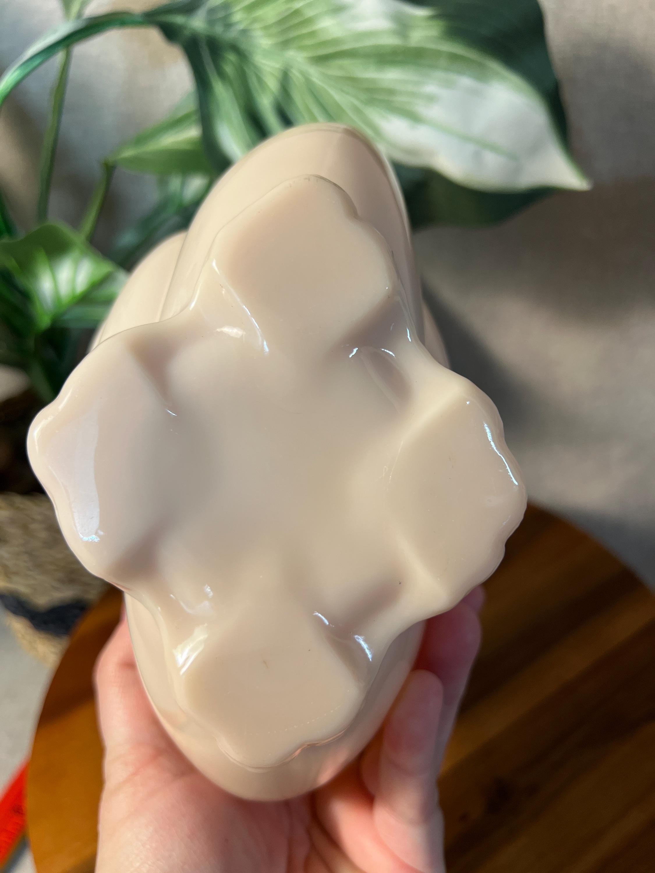 Vintage Crown Tuscan Pink Milk Glass Vase, Cambridge Glass Co, Nautilus Seashell