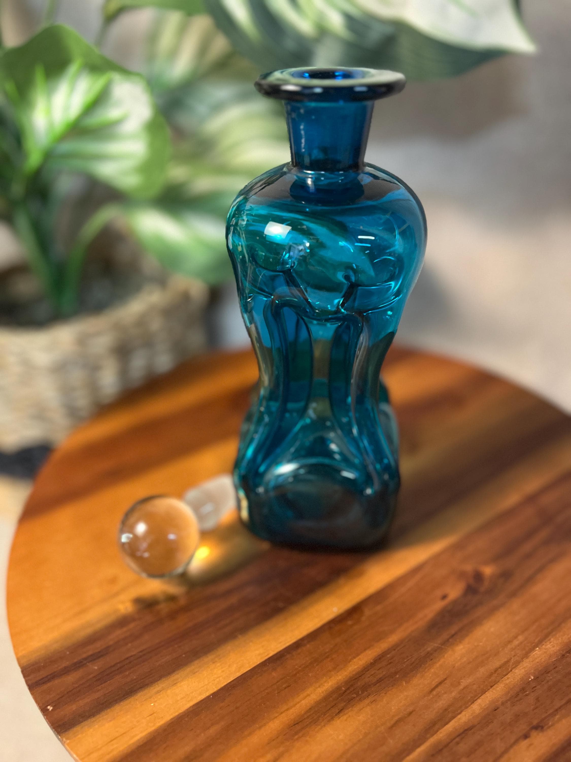 Holmegaard / Kastrup Glassworks Kluk Kluk Decanter in Blue Glass with Clear Stopper