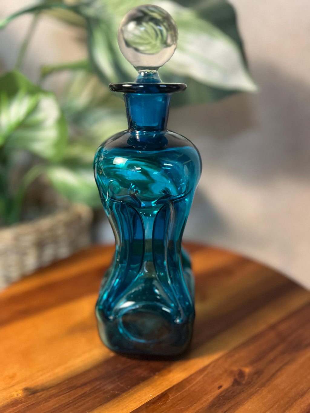 Holmegaard / Kastrup Glassworks Kluk Kluk Decanter in Blue Glass with Clear Stopper