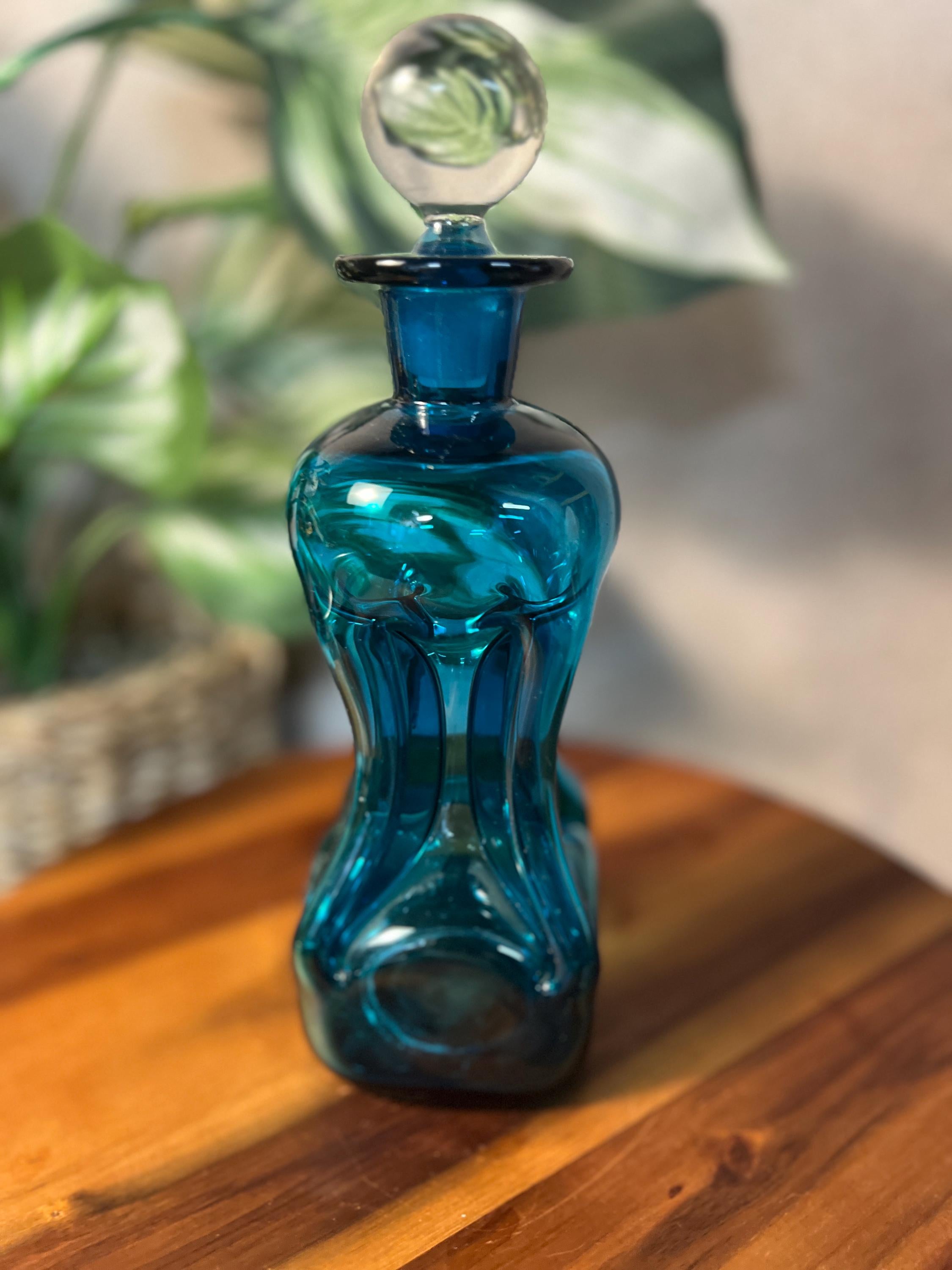 Holmegaard / Kastrup Glassworks Kluk Kluk Decanter in Blue Glass with Clear Stopper