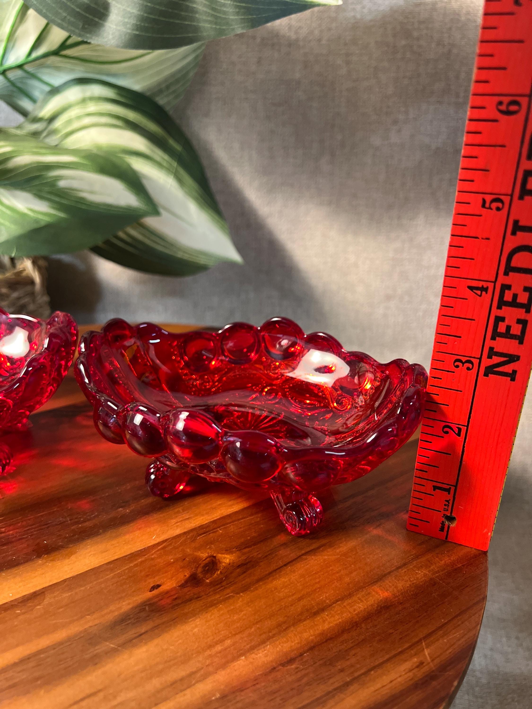 Moser Eyewinker Red Glass Two Snail Footed Compotes Candy Dish