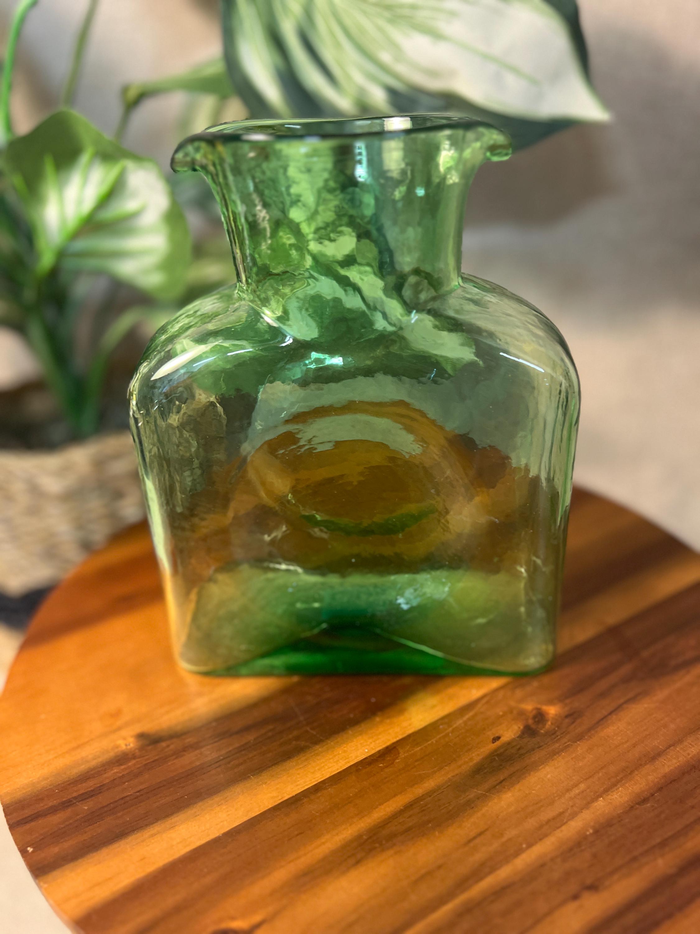 VTG Blenko Art Glass 384 Double Spouted Water Bottle Pitcher light Green