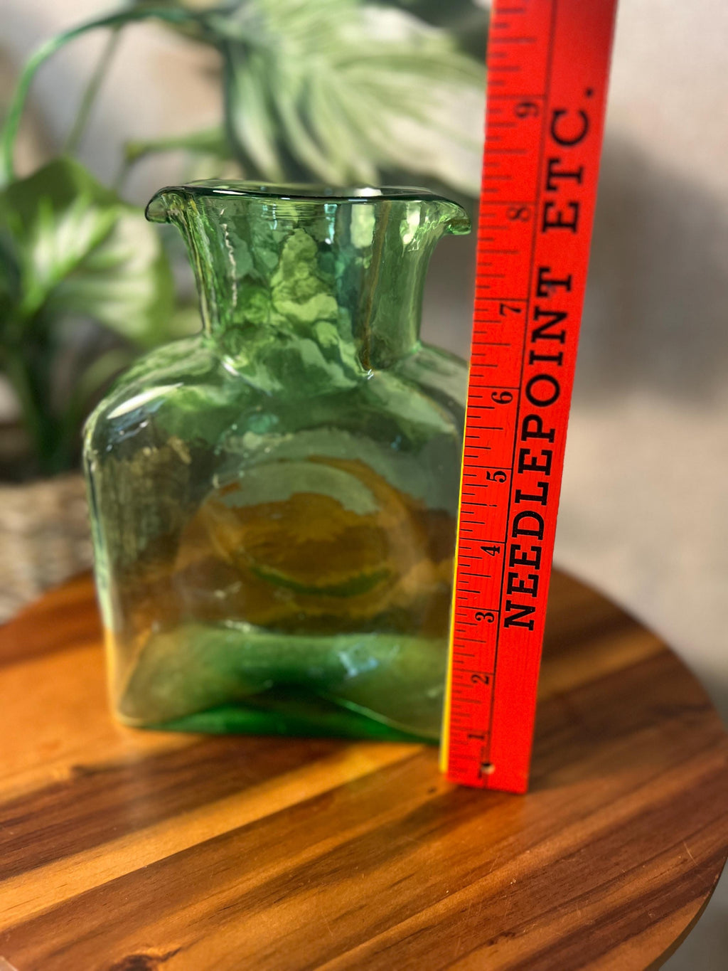 VTG Blenko Art Glass 384 Double Spouted Water Bottle Pitcher light Green