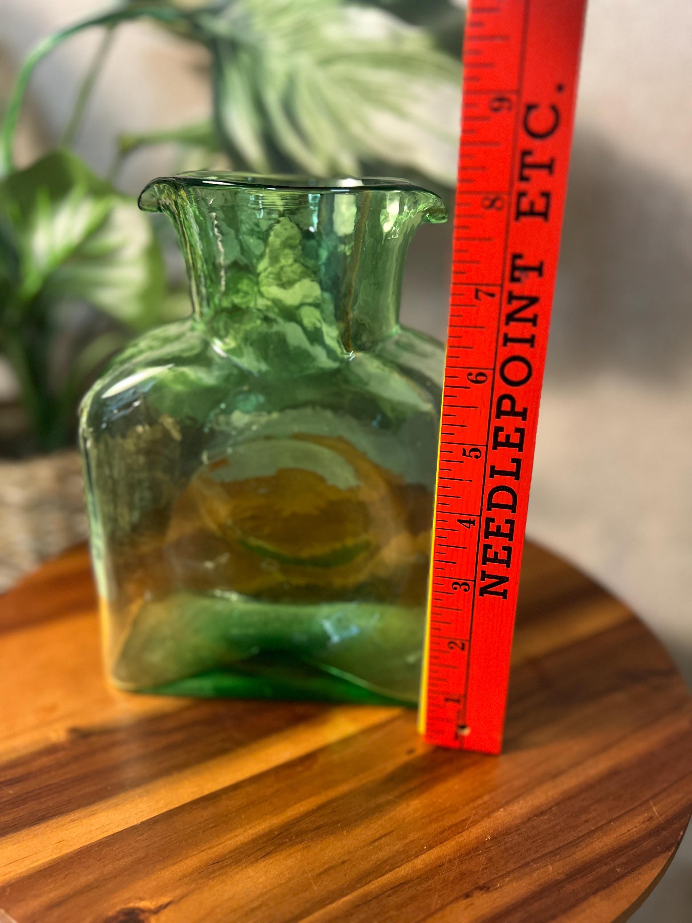 VTG Blenko Art Glass 384 Double Spouted Water Bottle Pitcher light Green