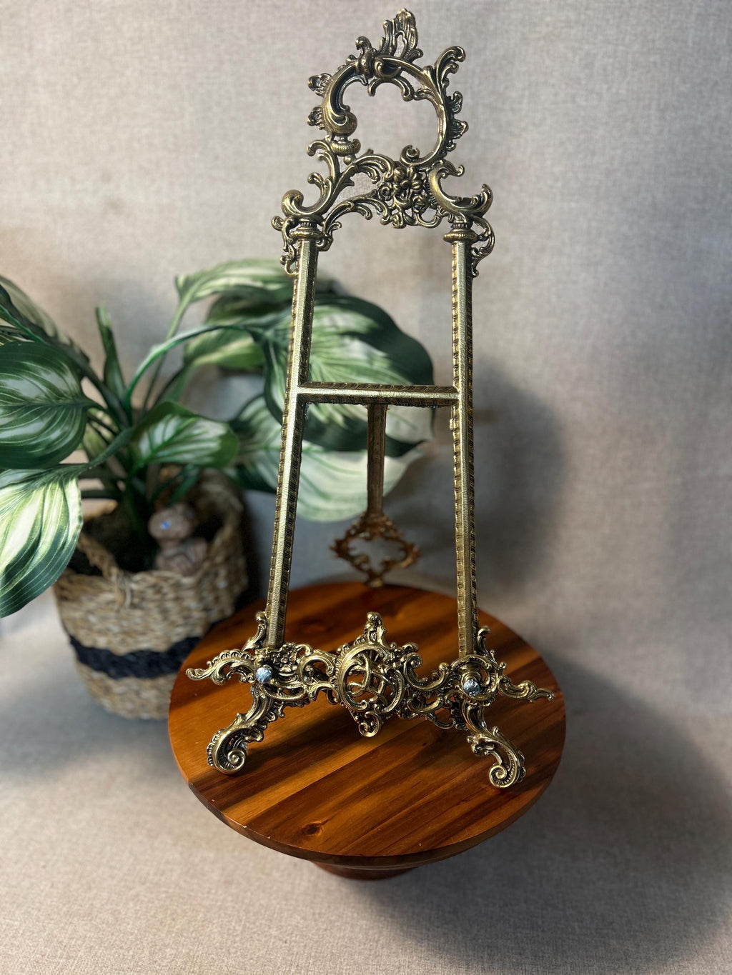Mid Century Rococo Style 9 Brass Ornate Easel Display