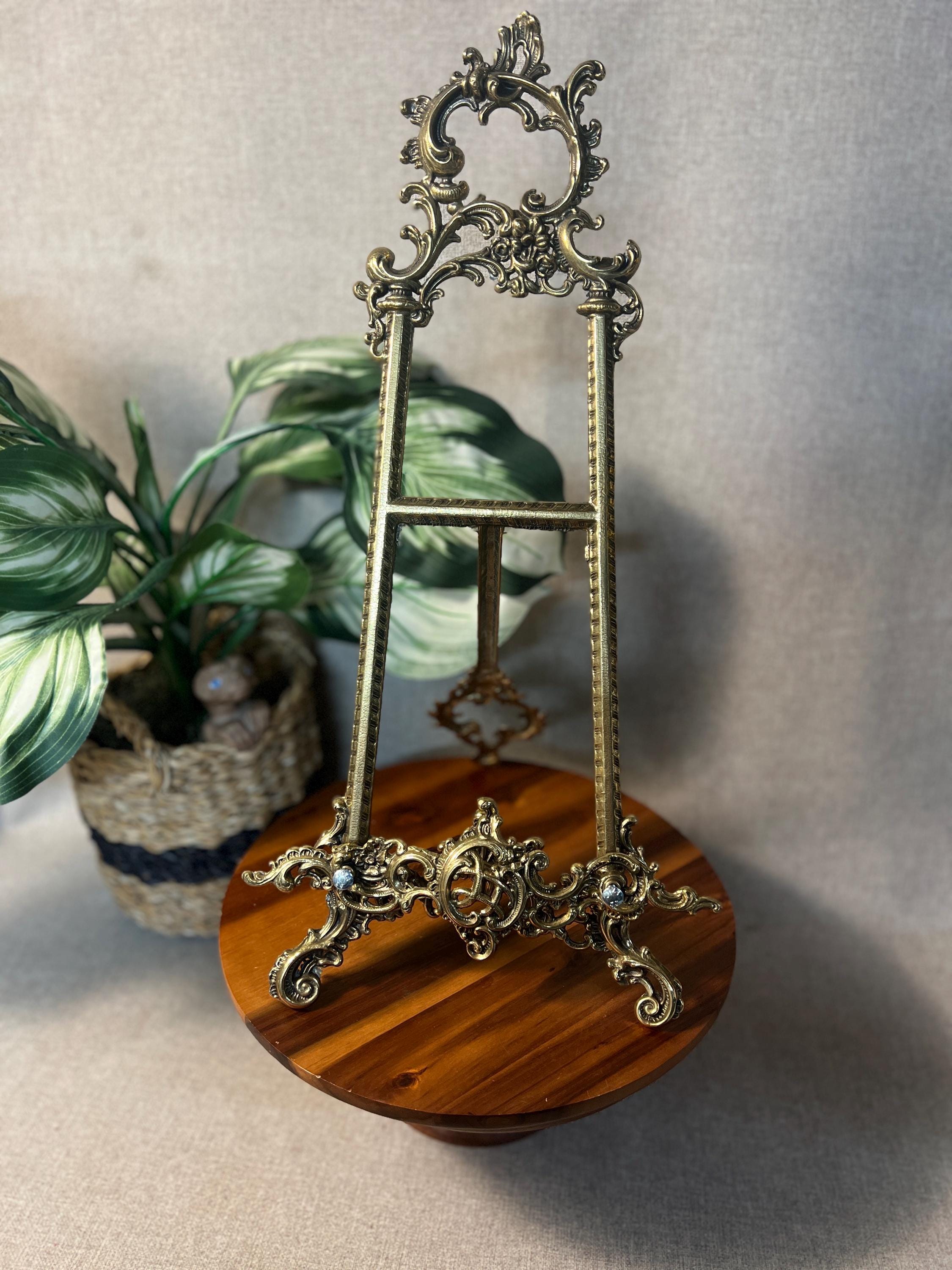 Mid Century Rococo Style 9 Brass Ornate Easel Display