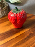 Hazel Atlas painted milk glass strawberry jam jar