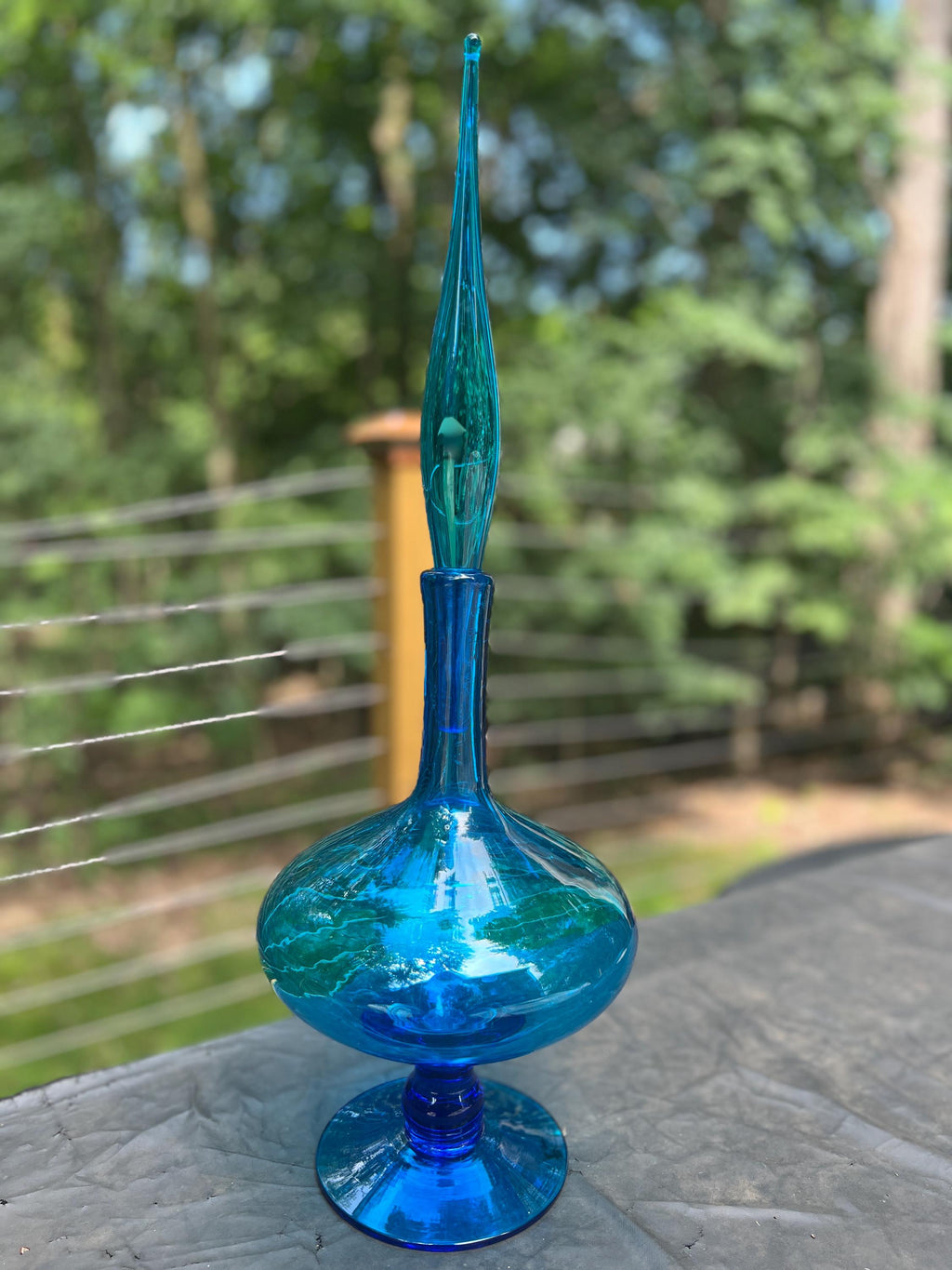 Blenko 6212 art glass decanter with flame stopper