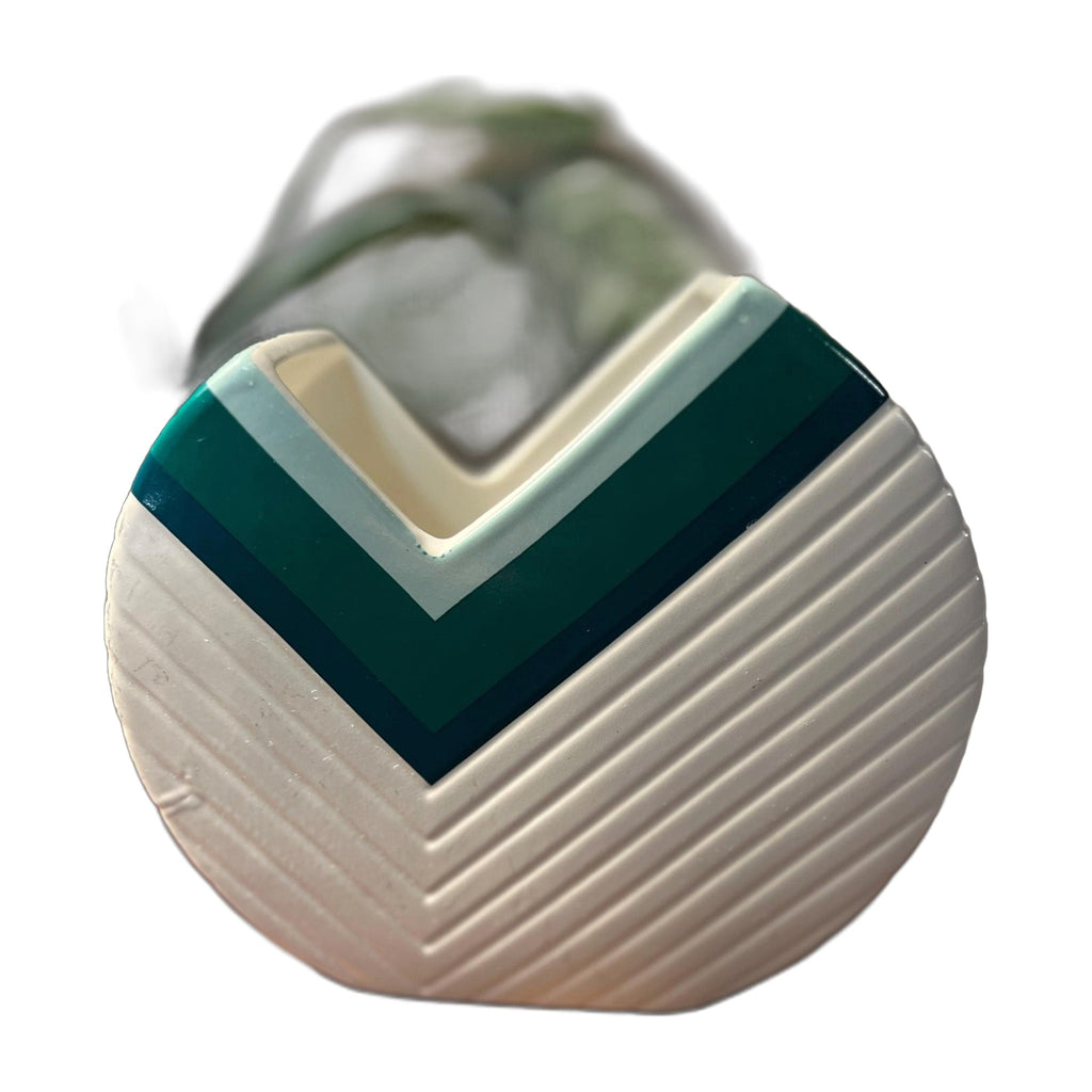 Jonathan Adler Now House Chroma Cut Circle Vase Green Teal Modern