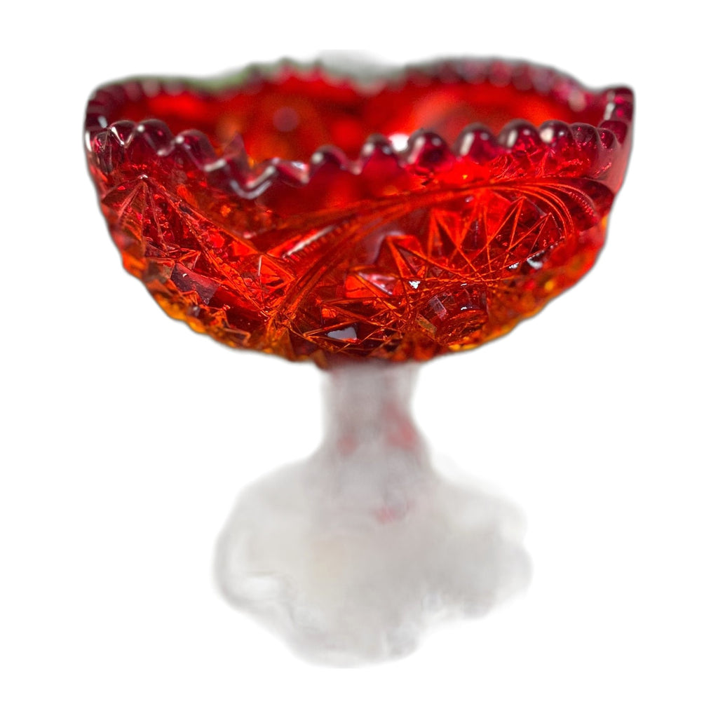 Kemple Glass SEXTEC Amberina Compote Open Jam Jelly Candy Dish Sunburst
