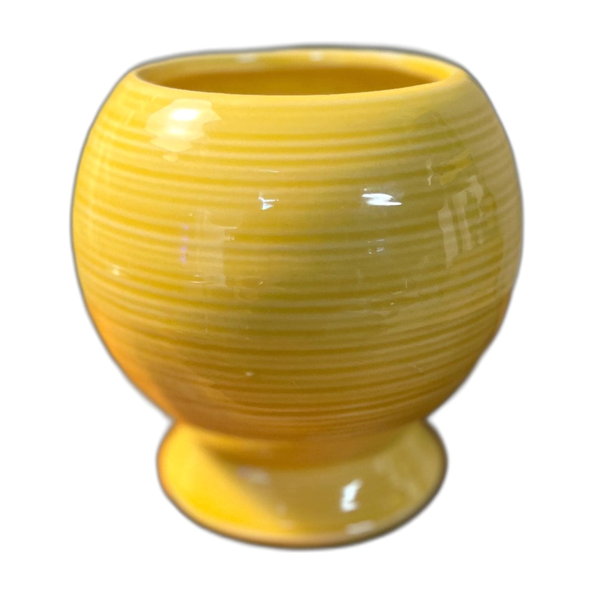 McCoy Harmony Round Swirled Art Vase Mid Century Modern Yellow+ Brown Vintage