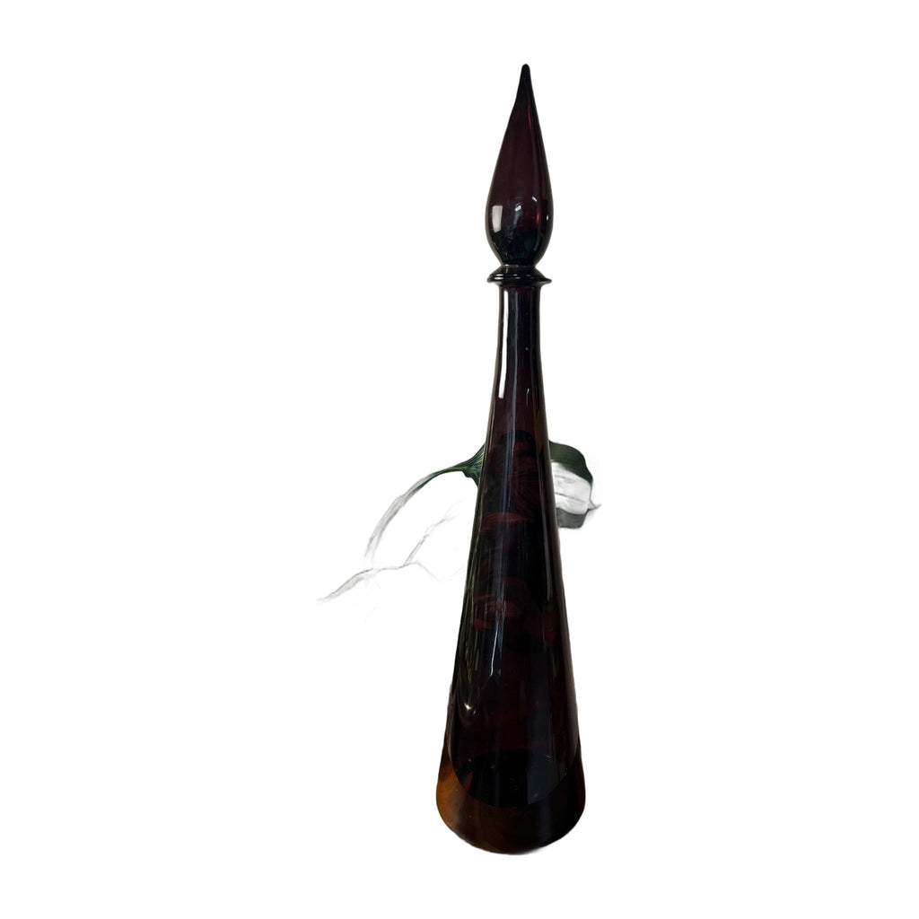 MCM 26 Tall Empoli Purple Amethyst Glass Bottle Decanter Vintage 1960s Top glued on