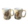 MCM stoneware leaf design mugs set of 2 vintage
