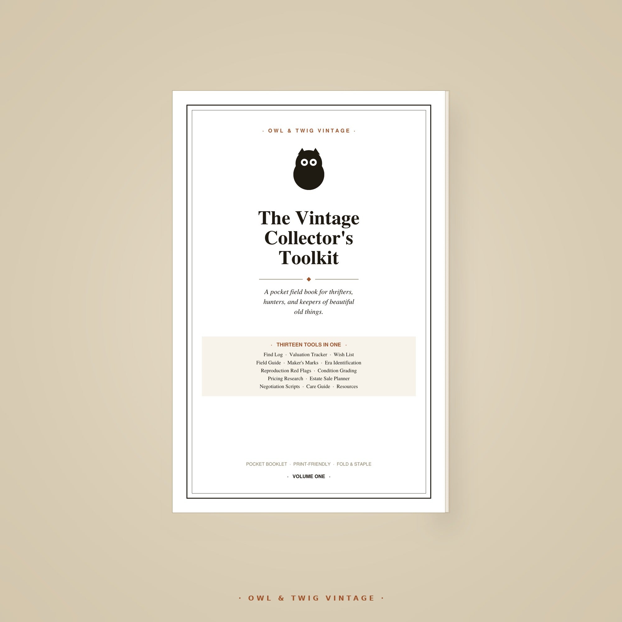 The Vintage Collector's Toolkit printable booklet cover