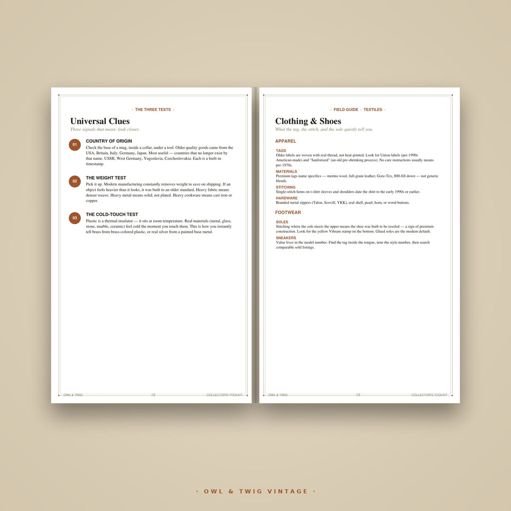 The Vintage Collector's Toolkit printable booklet interior page