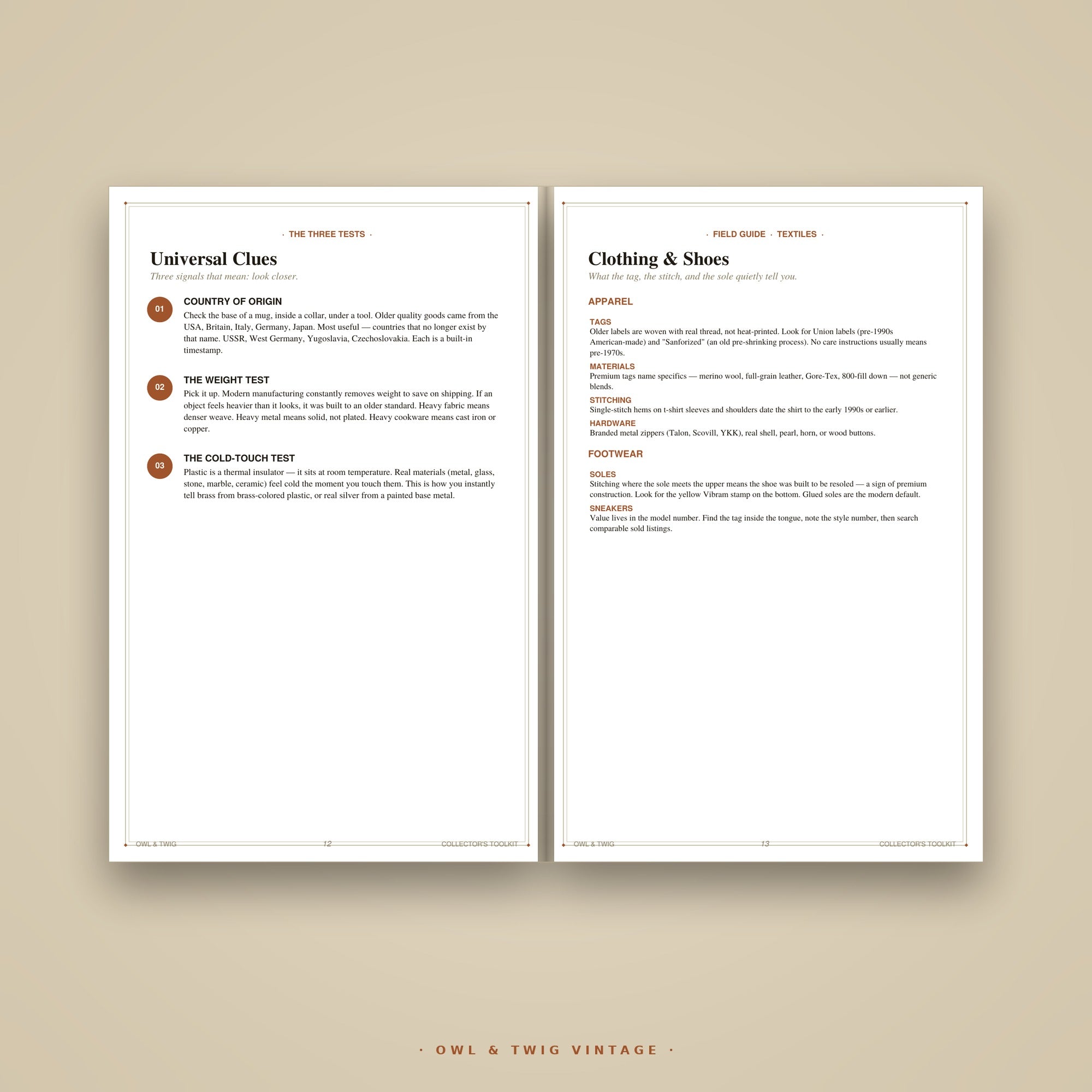 The Vintage Collector's Toolkit printable booklet interior page